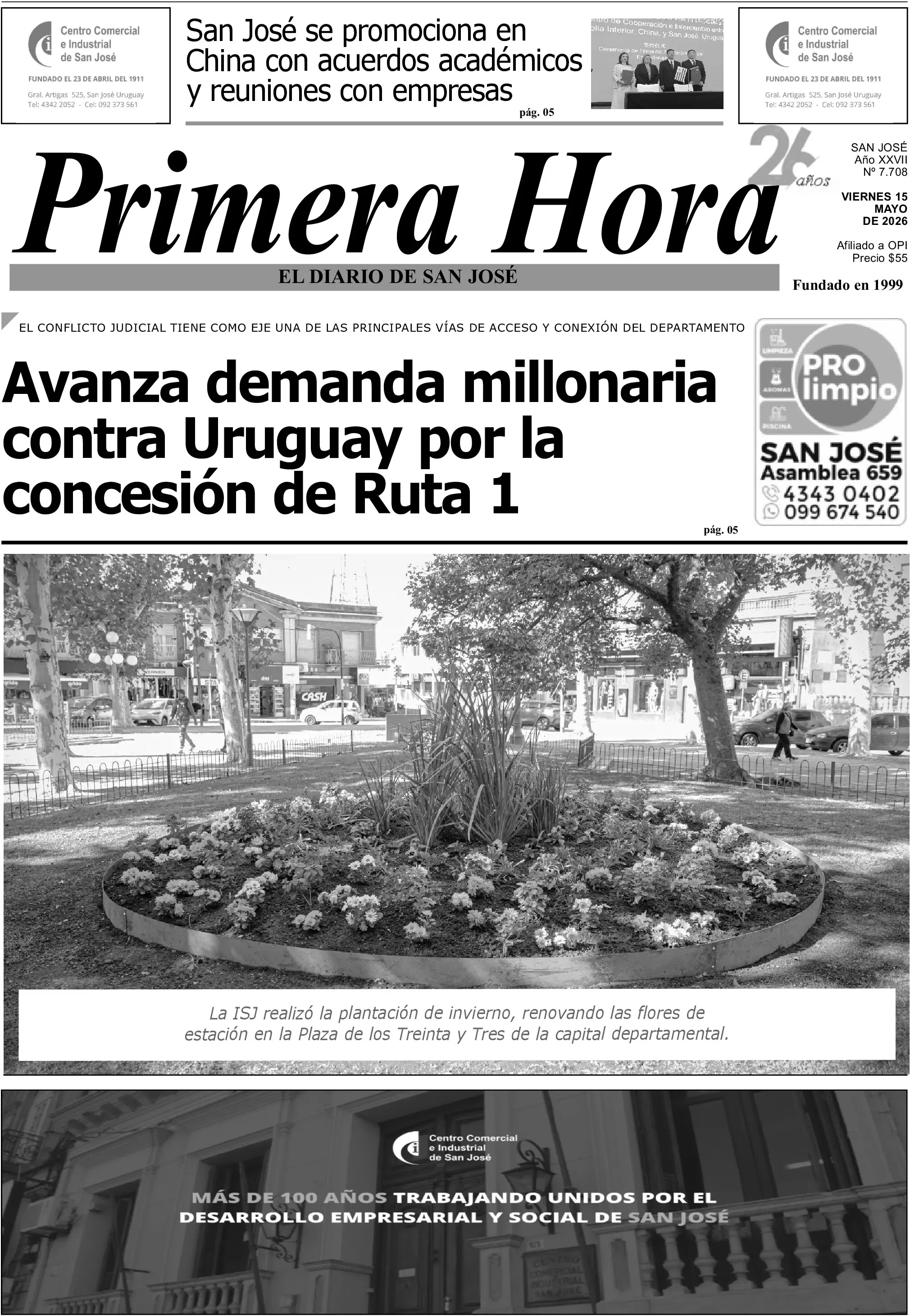 Portada del diario físico