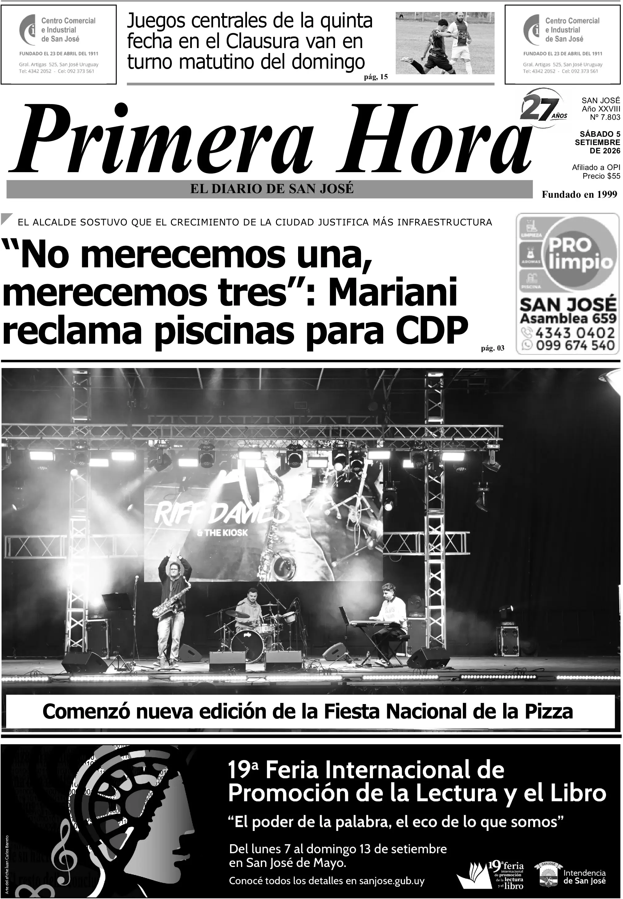 Portada del diario físico