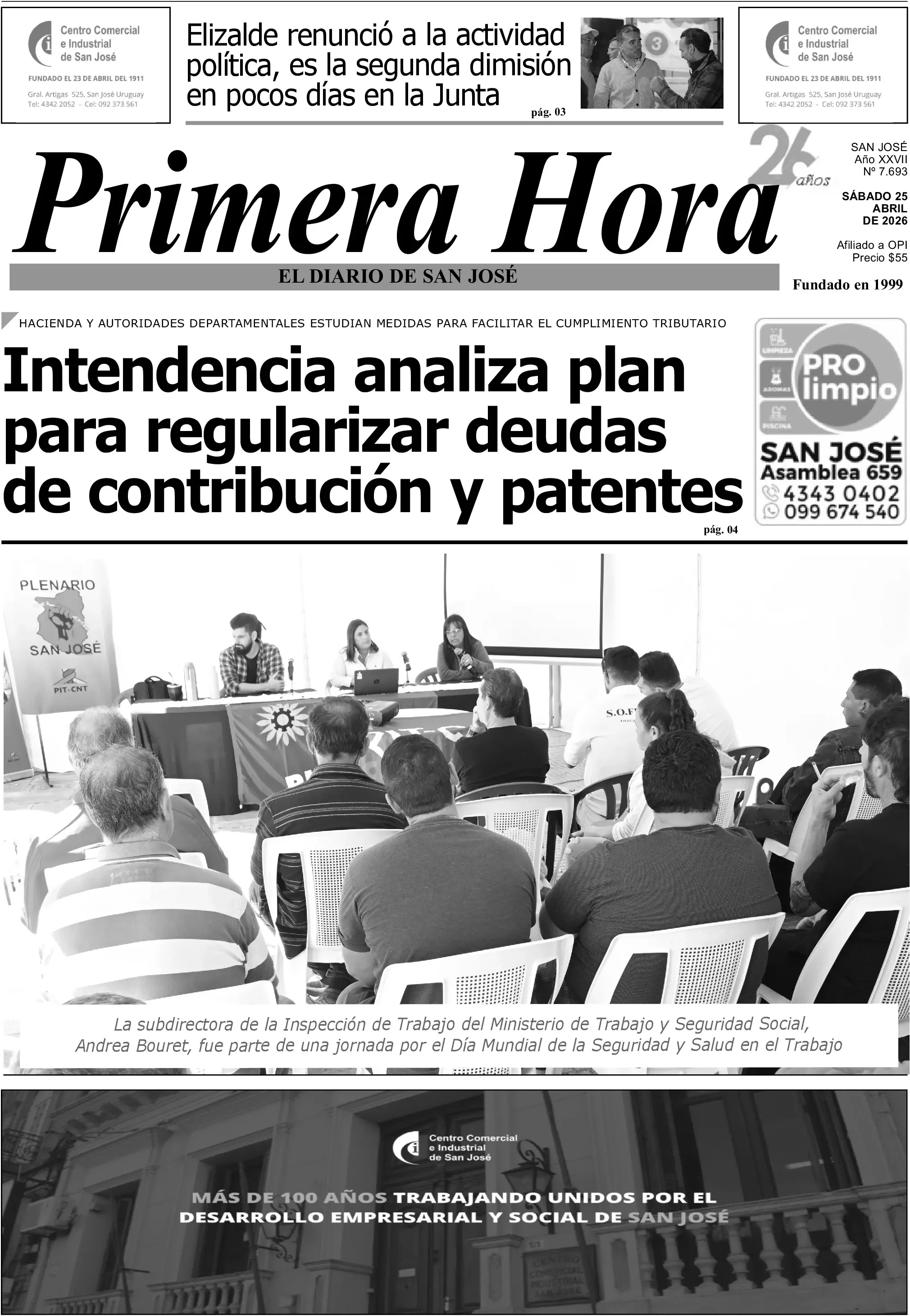 Portada del diario físico