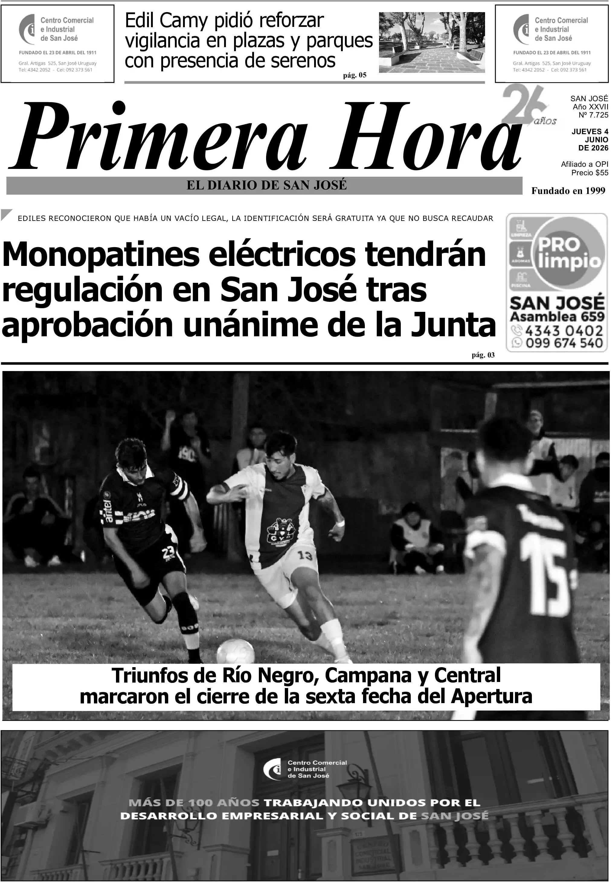 Portada del diario físico