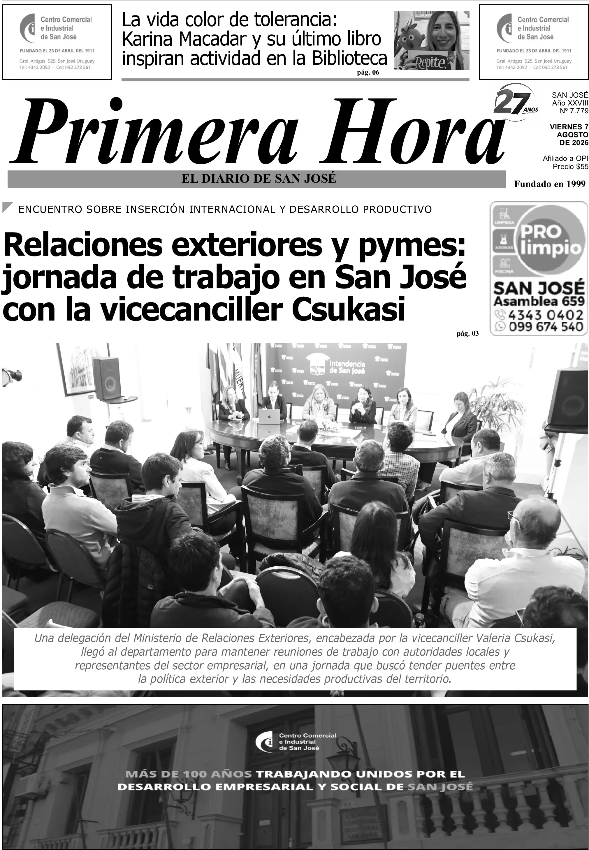 Portada del diario físico