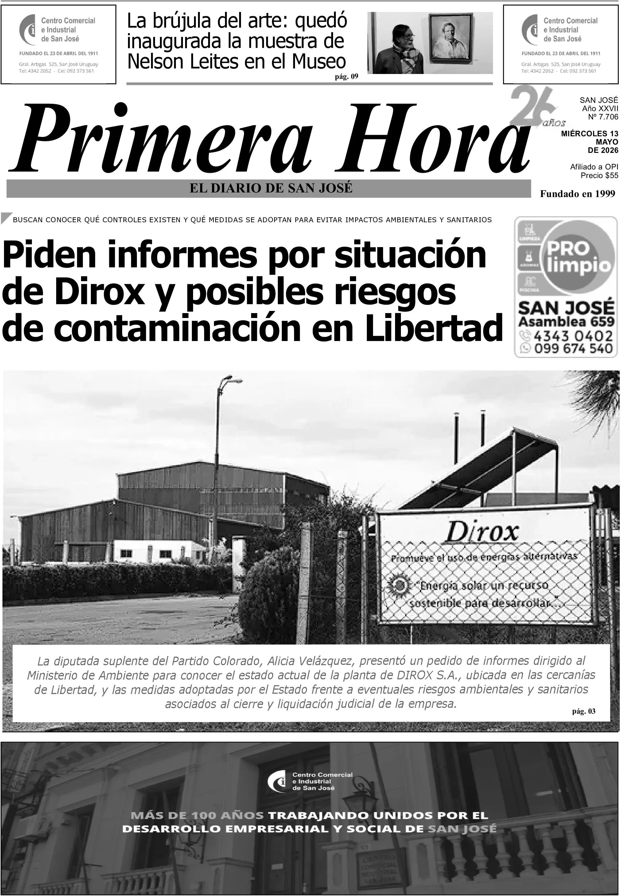 Portada del diario físico