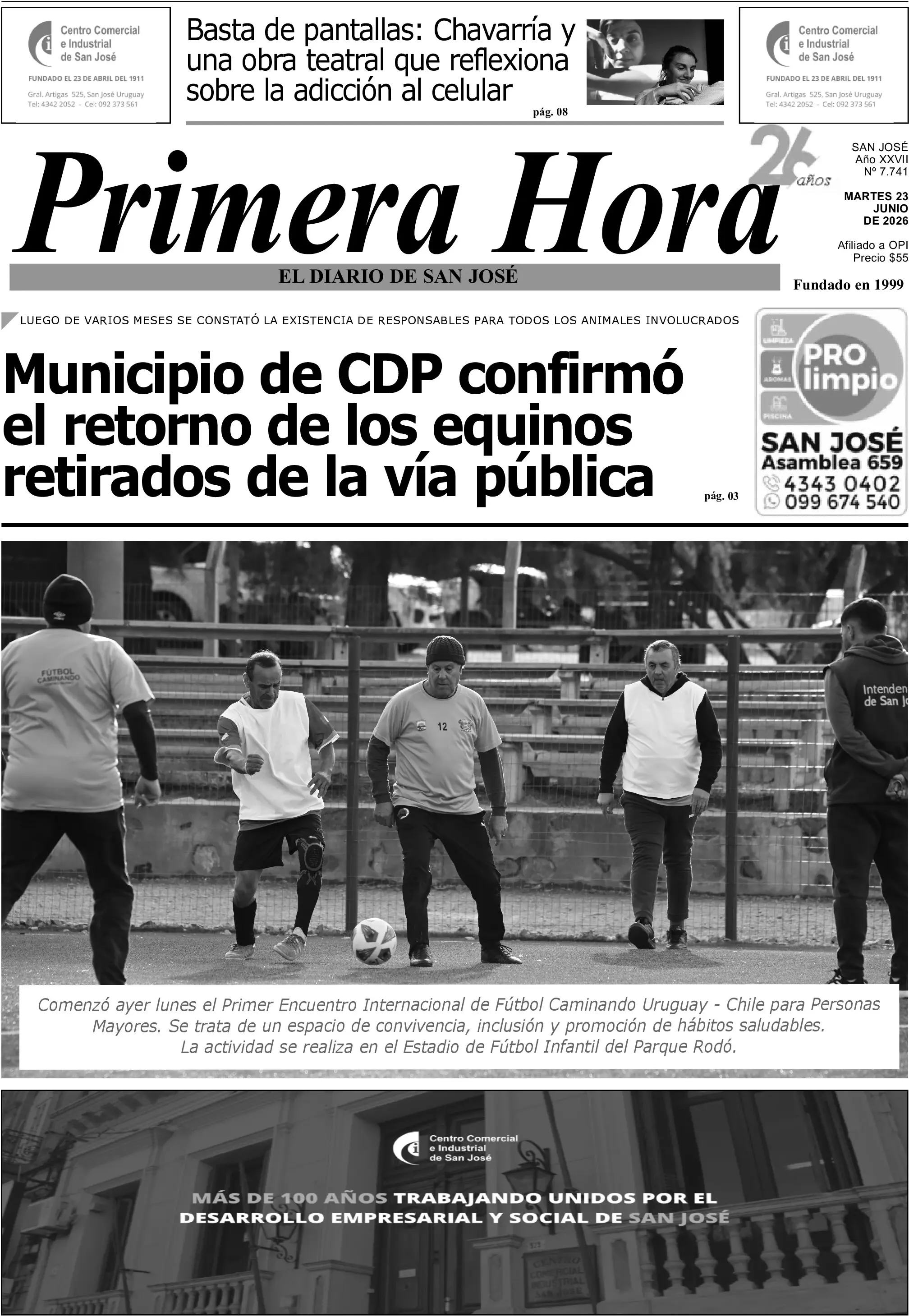 Portada del diario físico