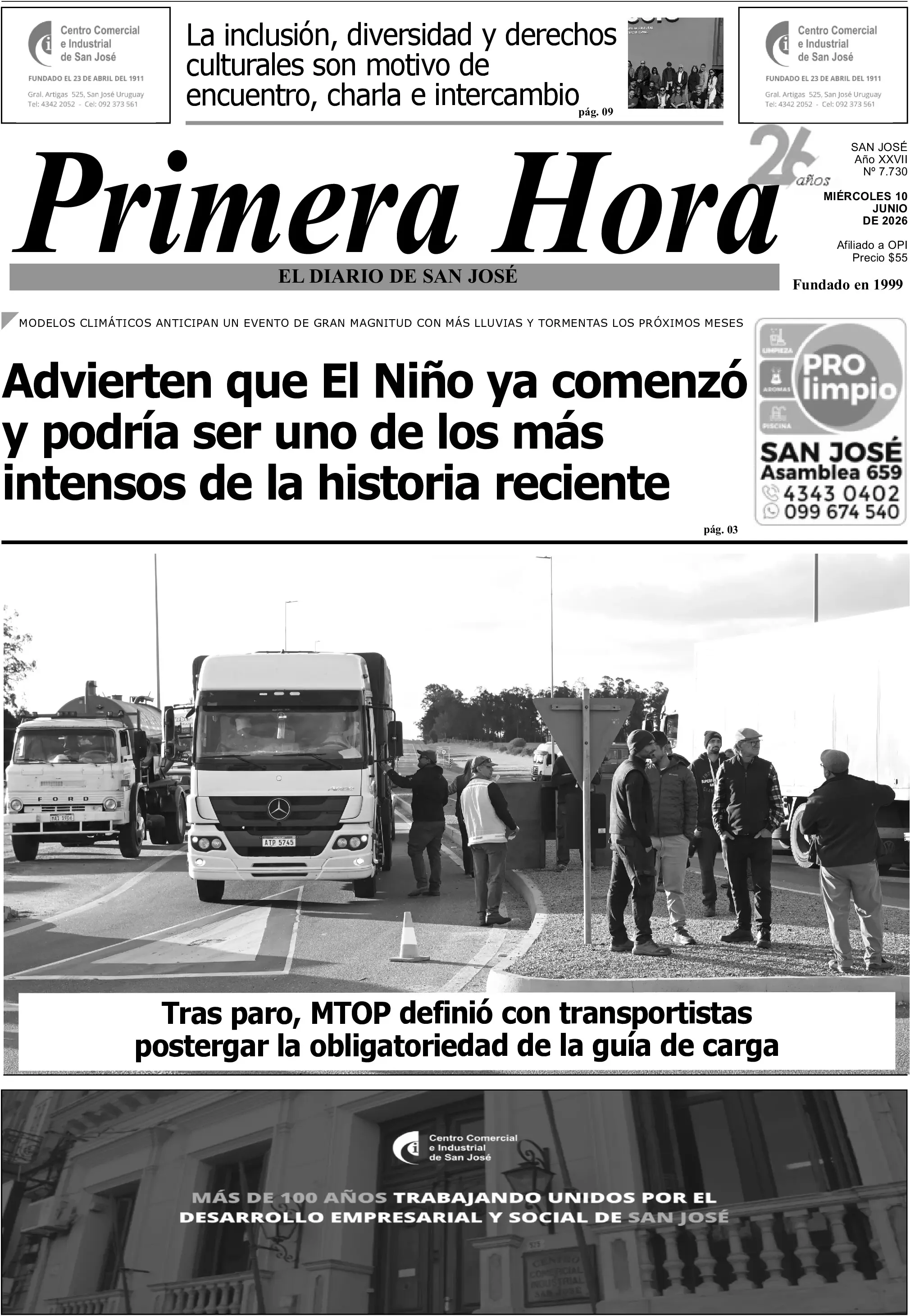Portada del diario físico