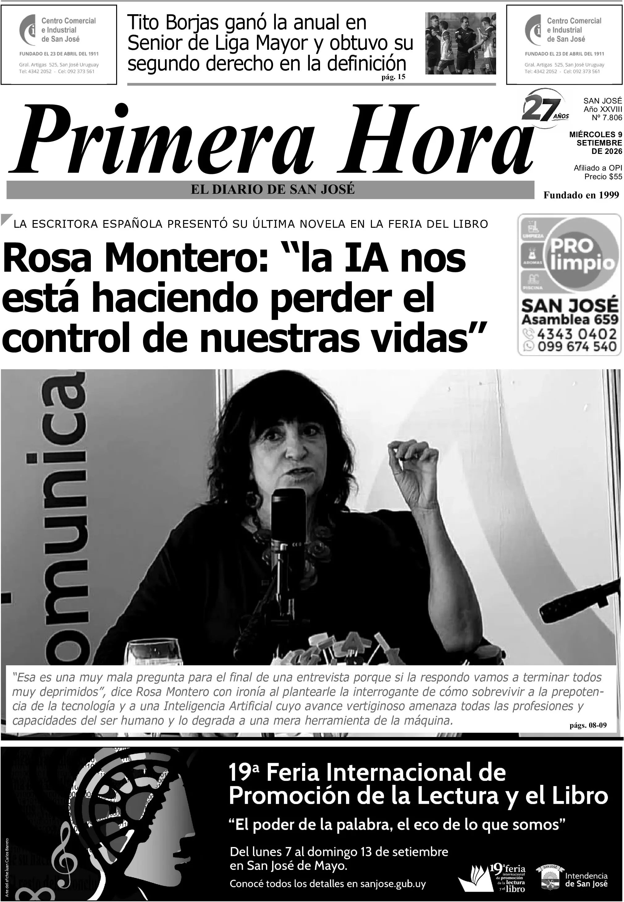 Portada del diario físico