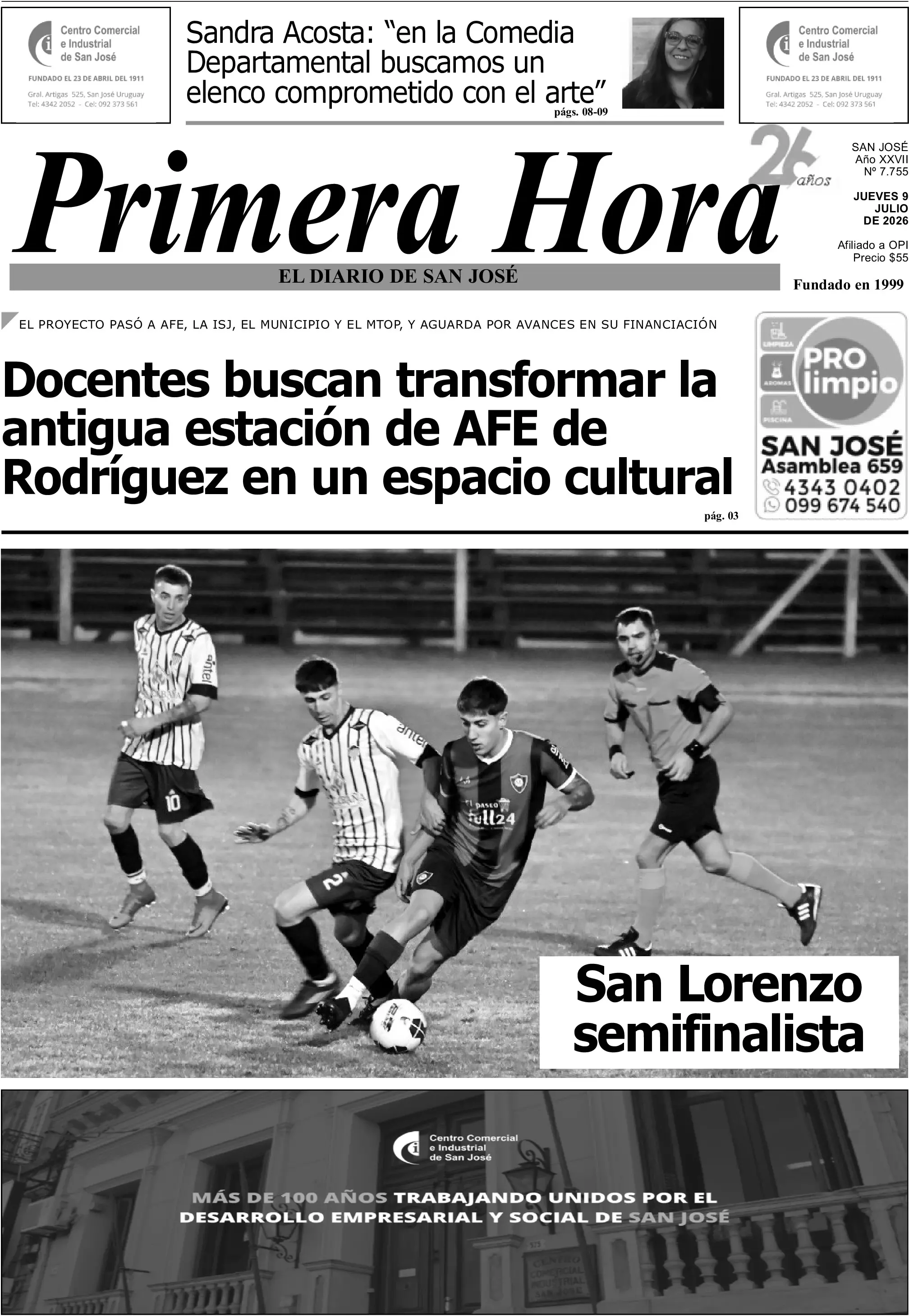 Portada del diario físico