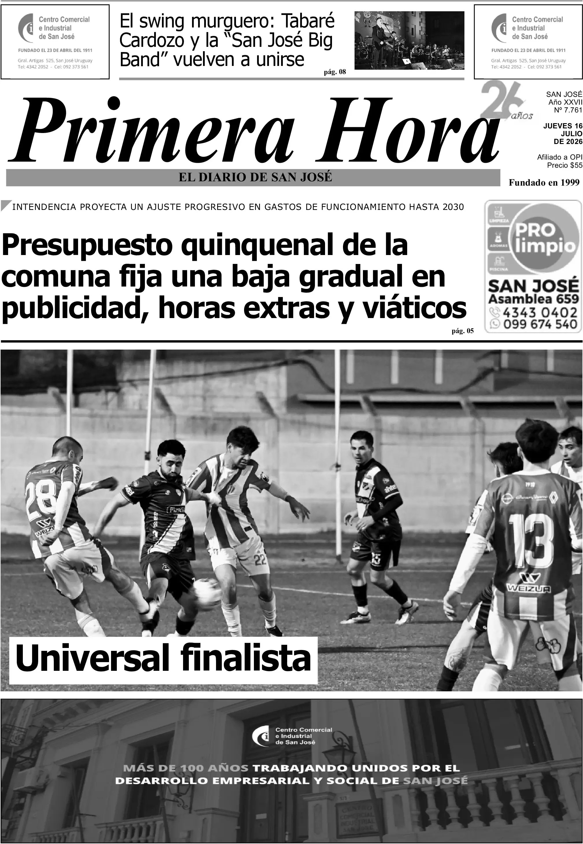 Portada del diario físico