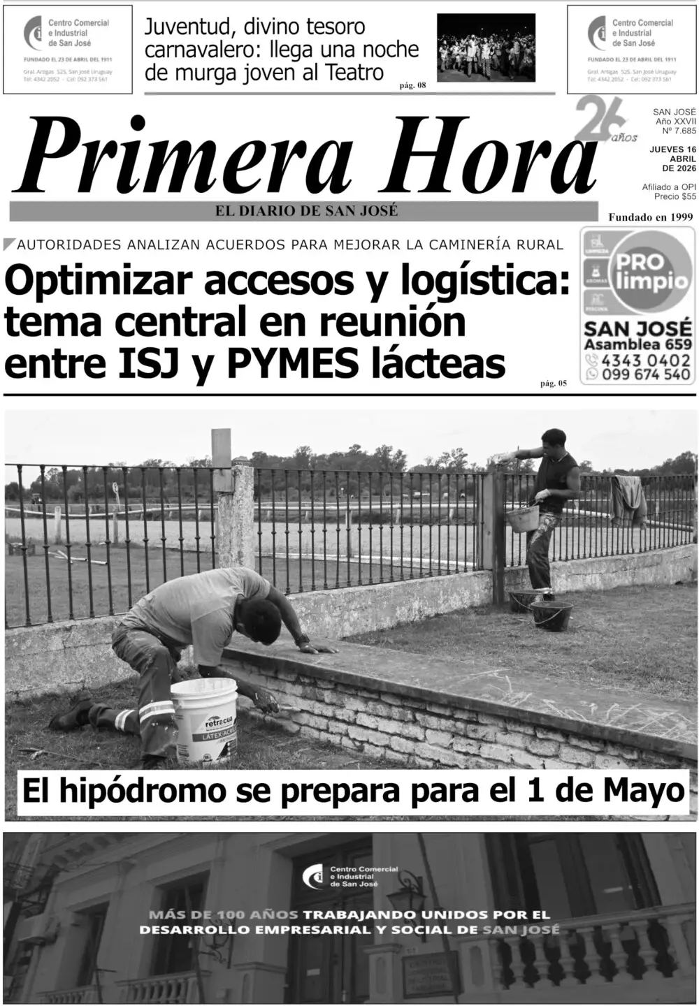Portada del diario físico