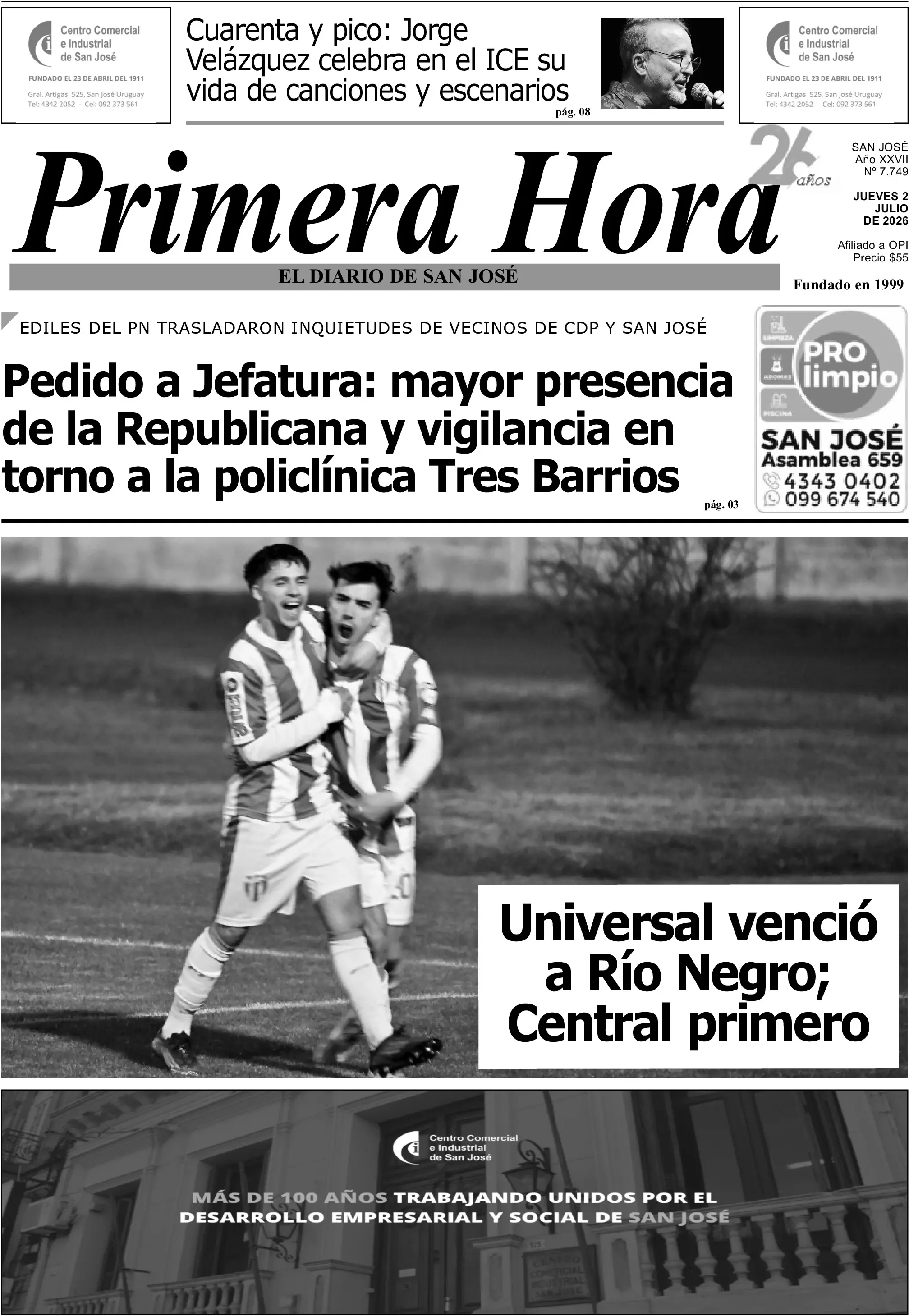 Portada del diario físico
