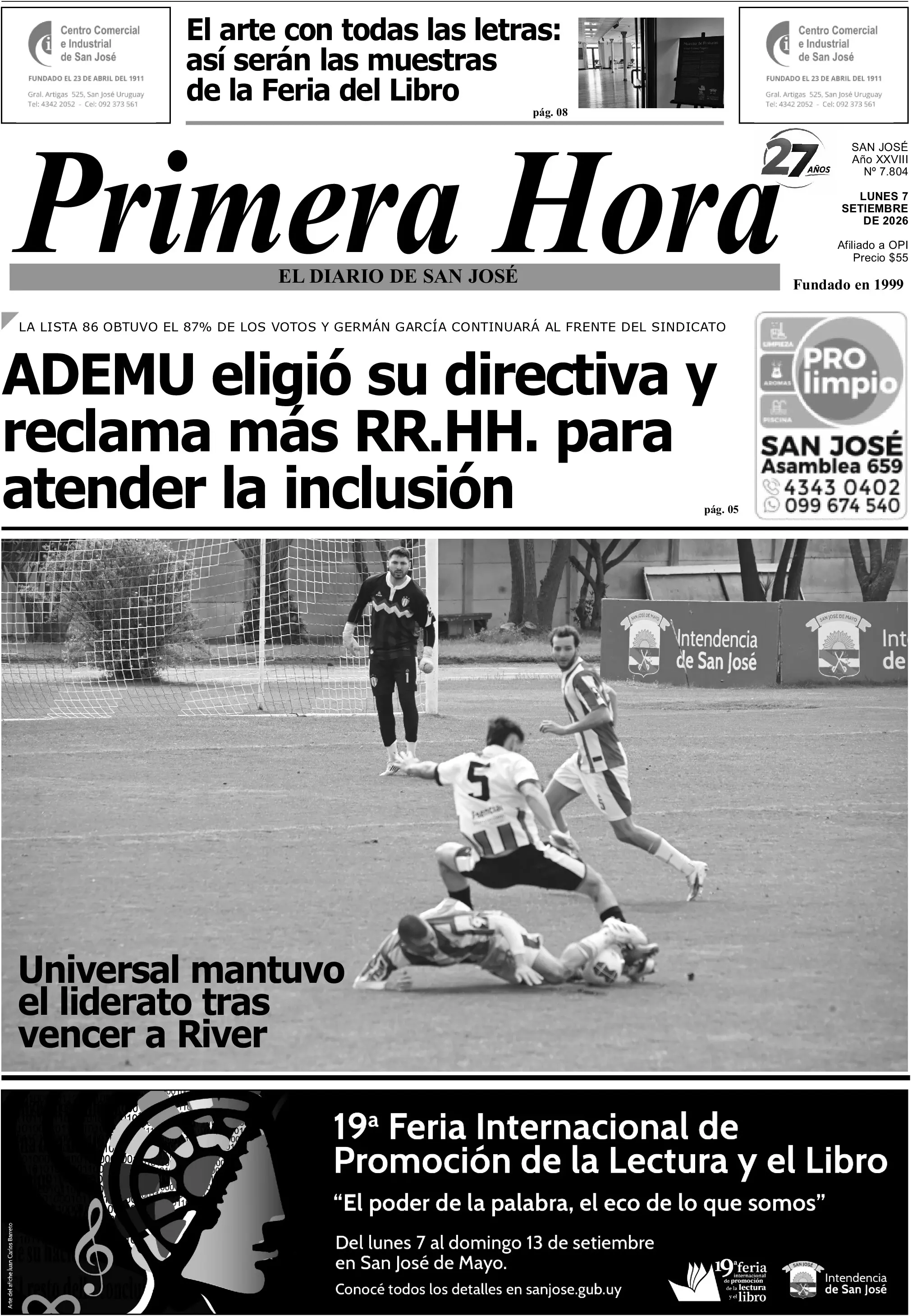 Portada del diario físico