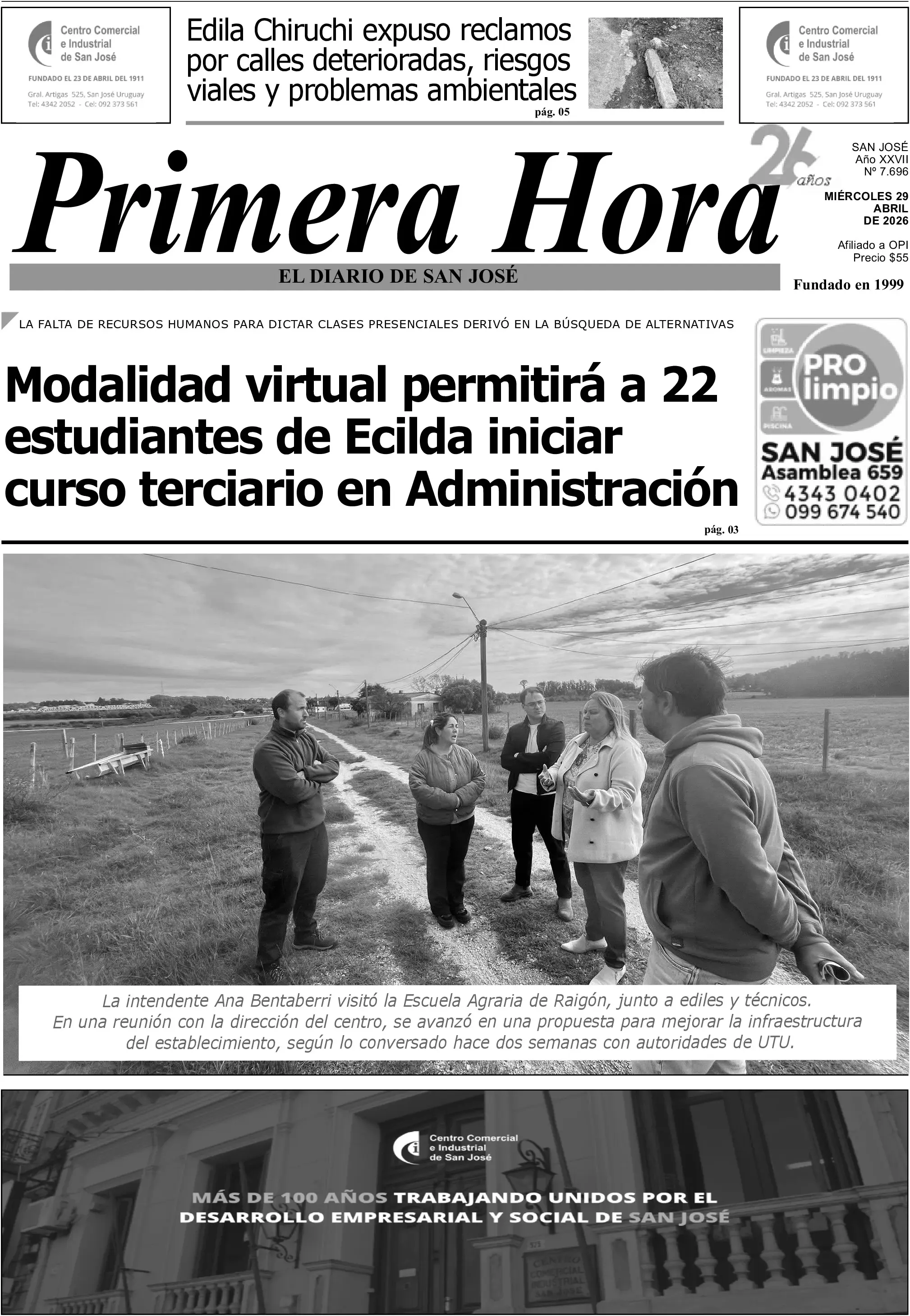 Portada del diario físico