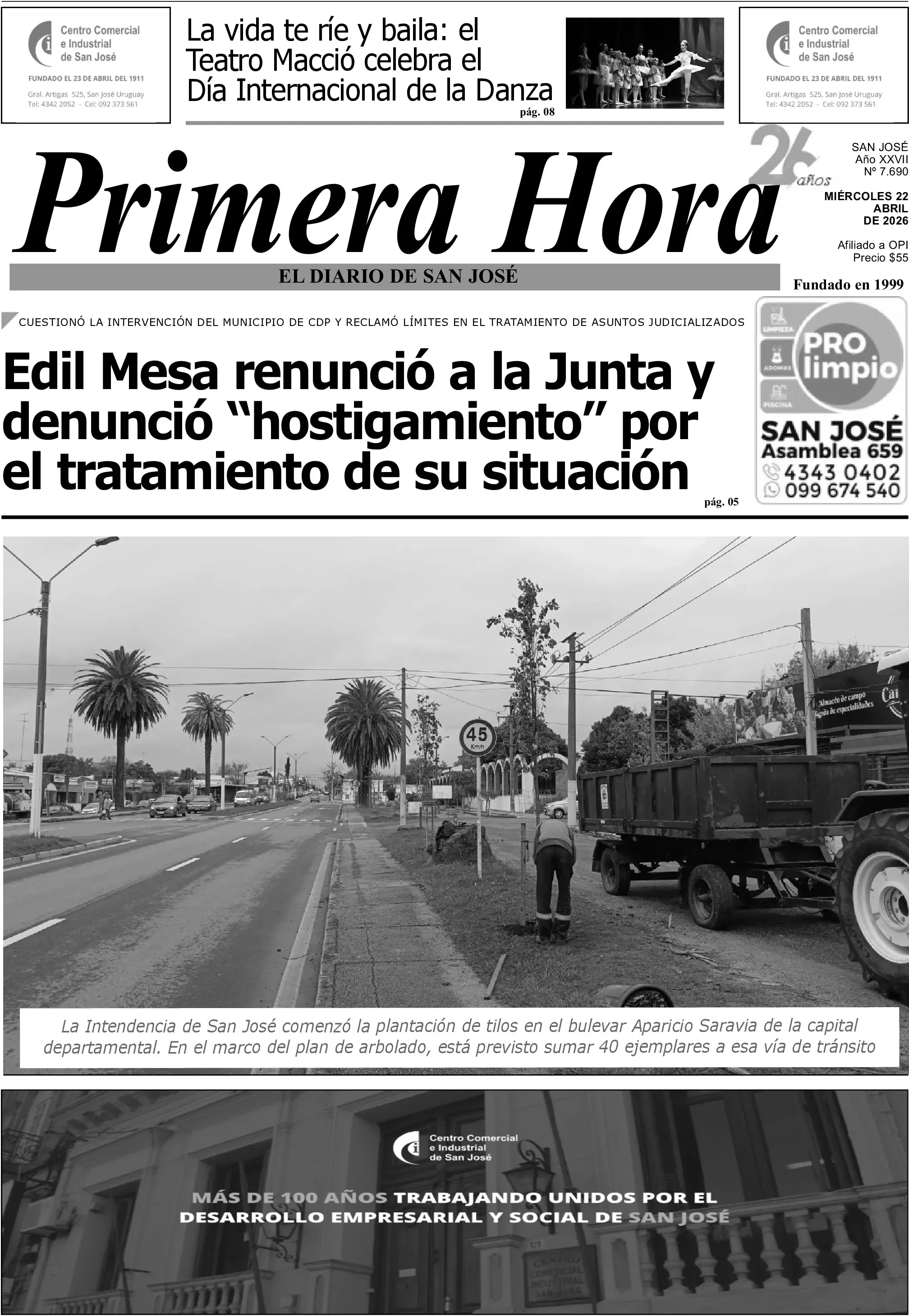 Portada del diario físico
