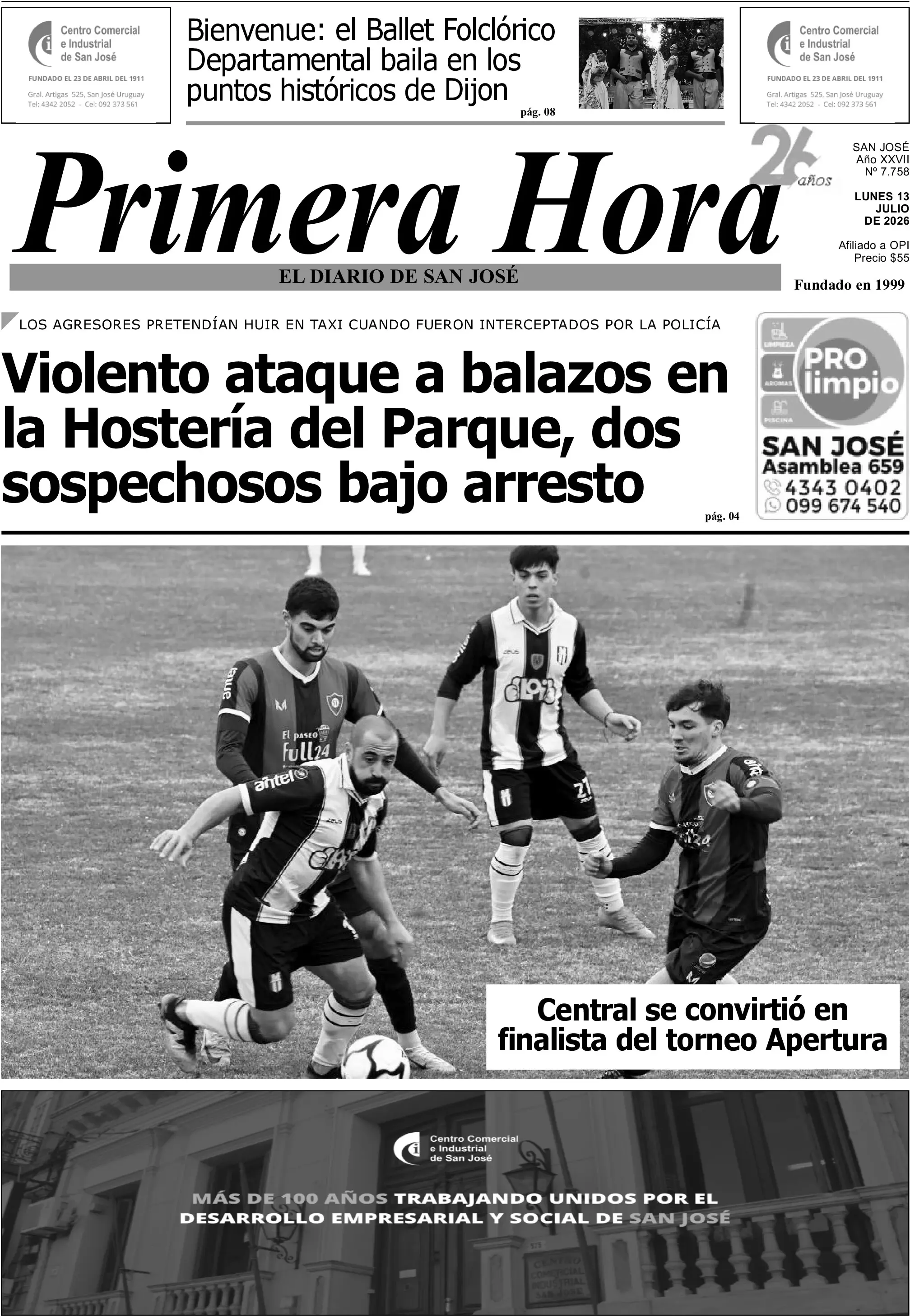 Portada del diario físico