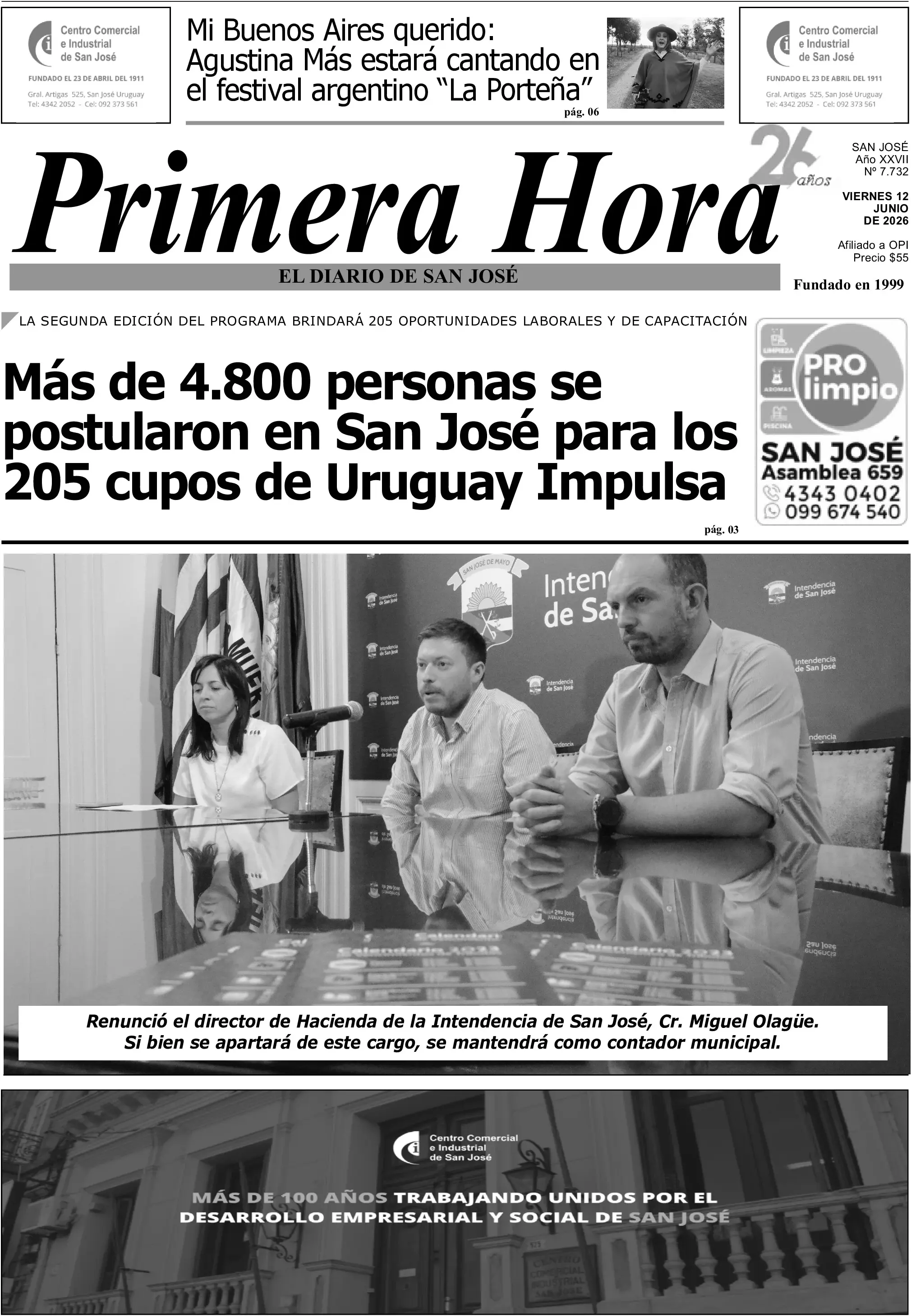 Portada del diario físico