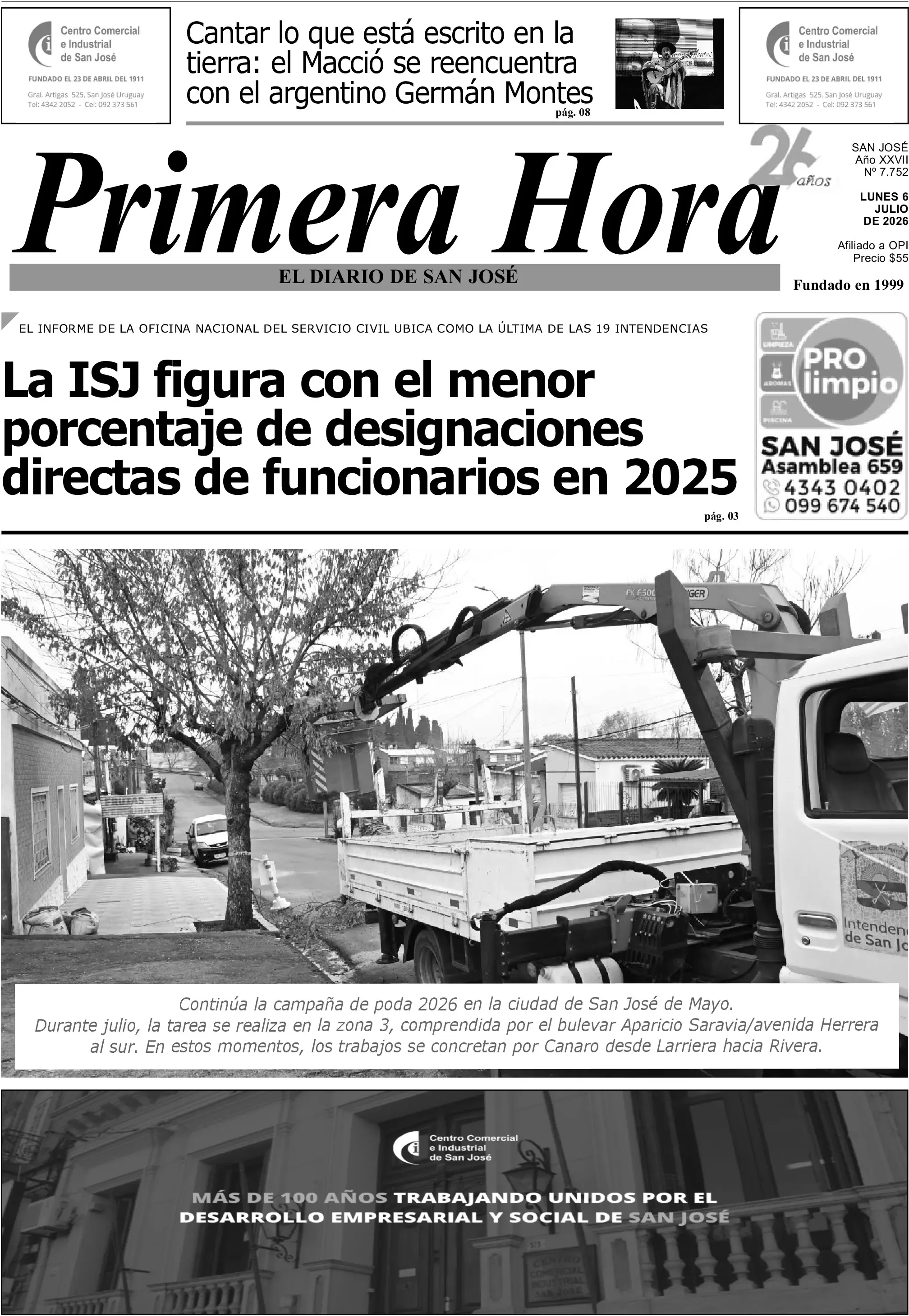 Portada del diario físico