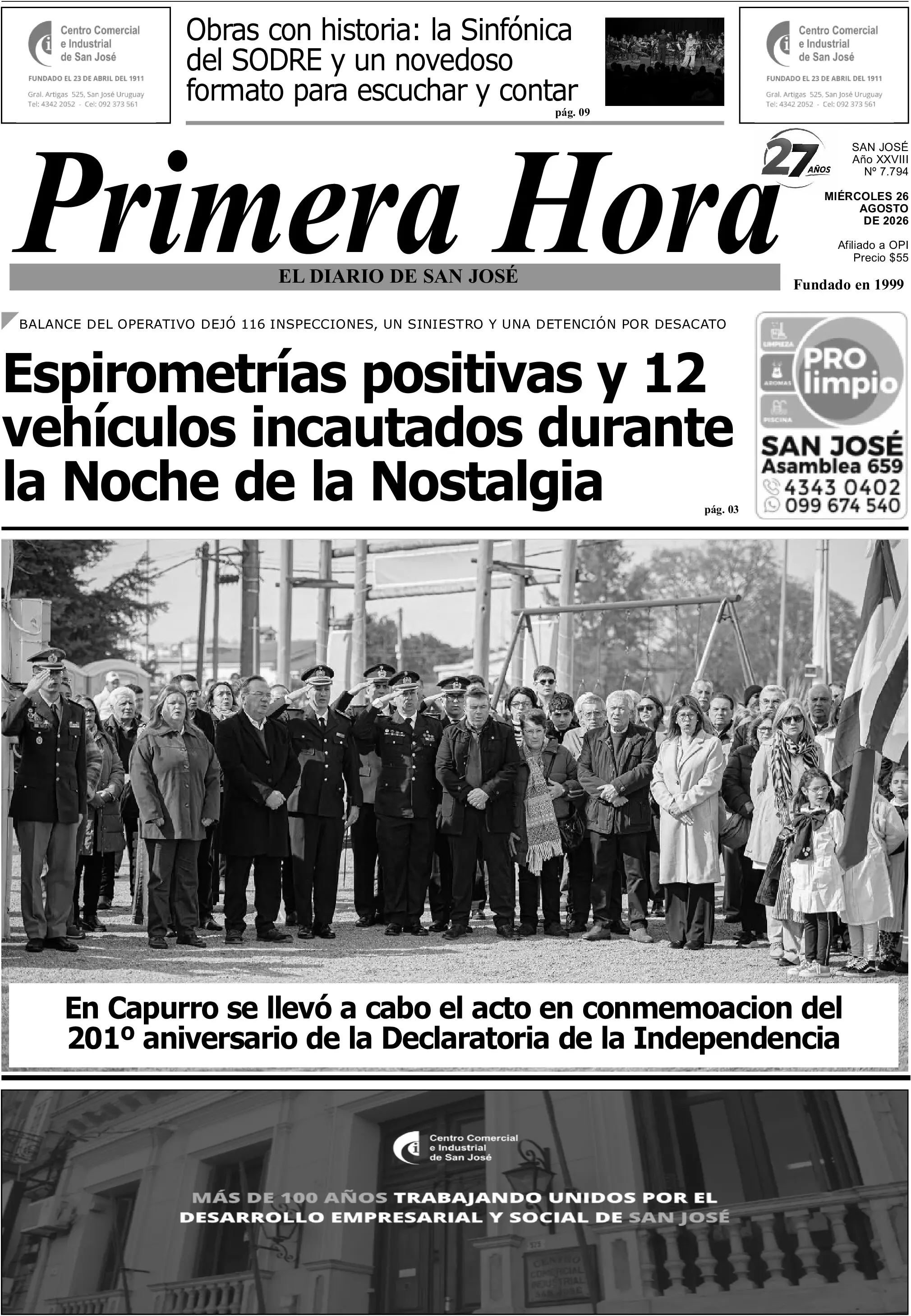 Portada del diario físico