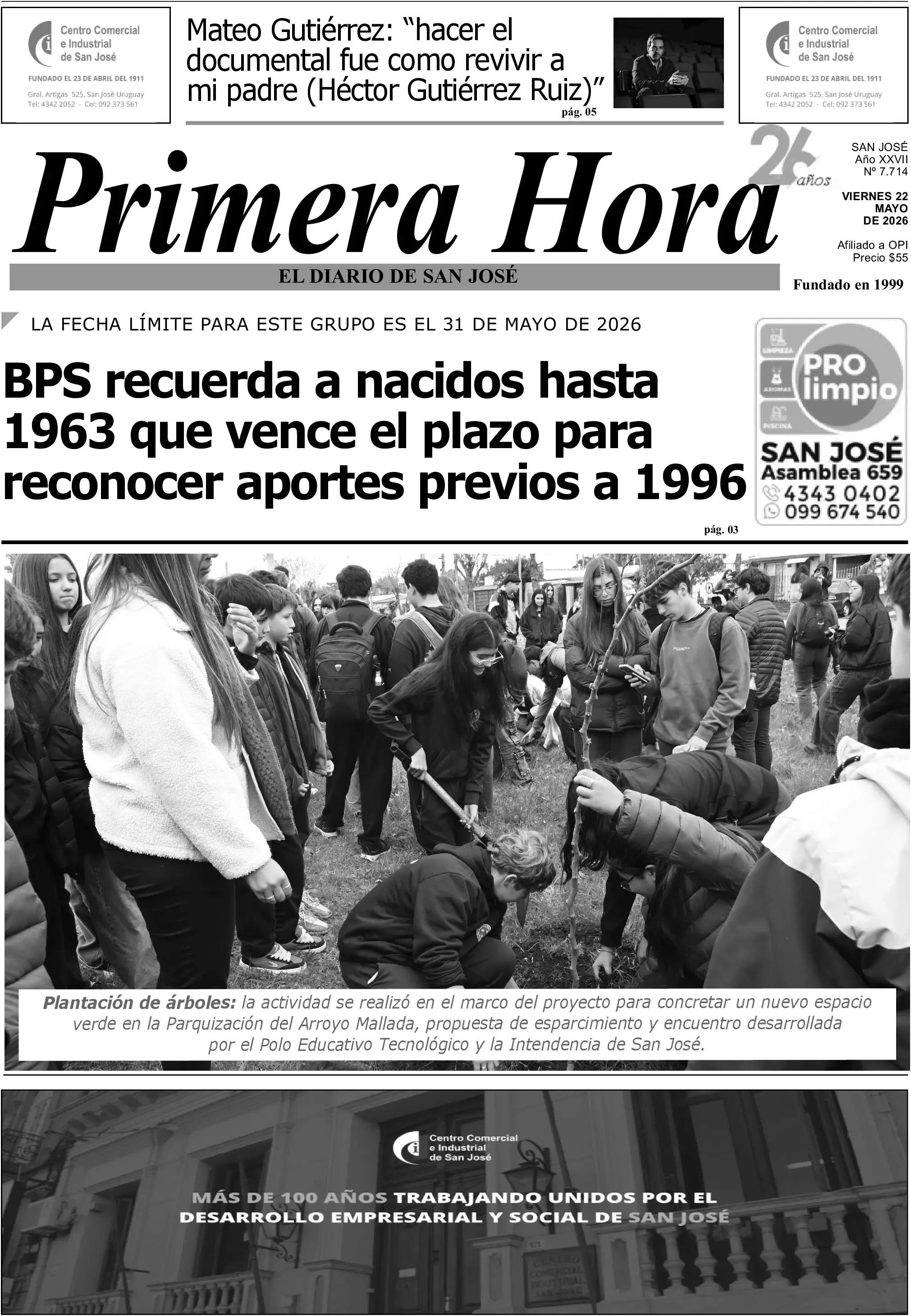 Portada del diario físico