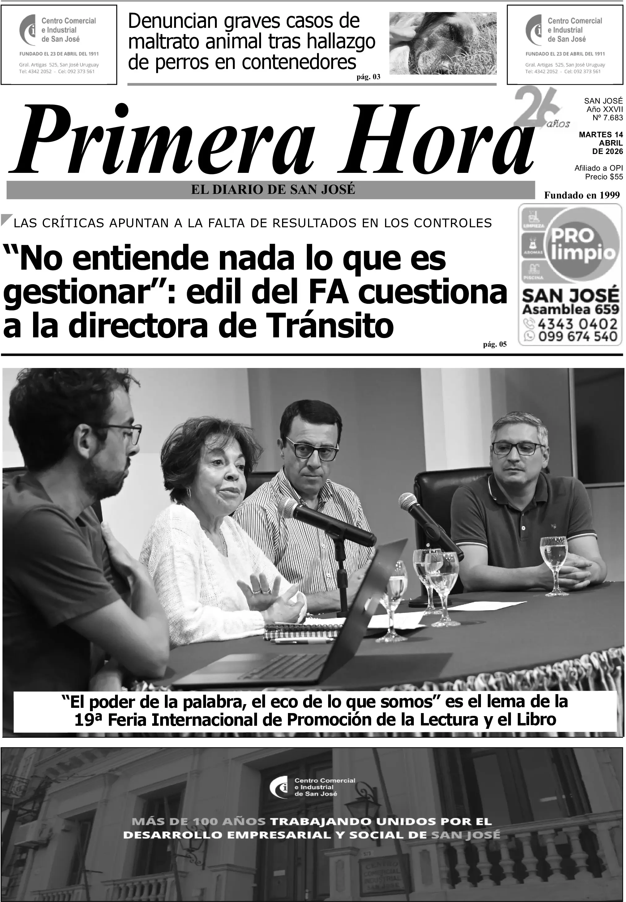 Portada del diario físico