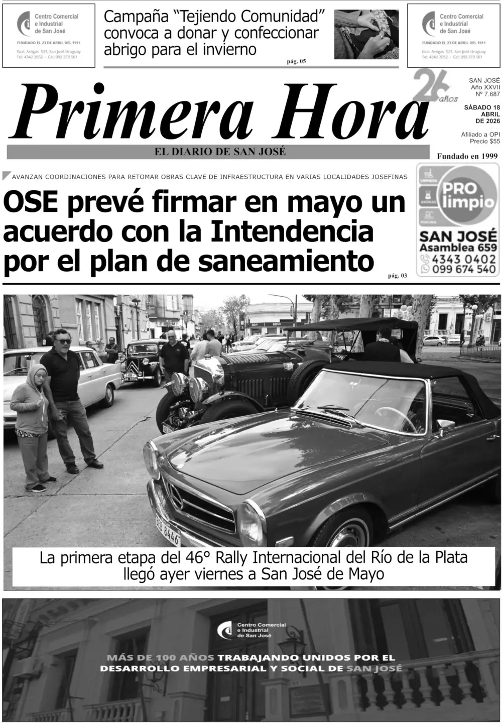 Portada del diario físico