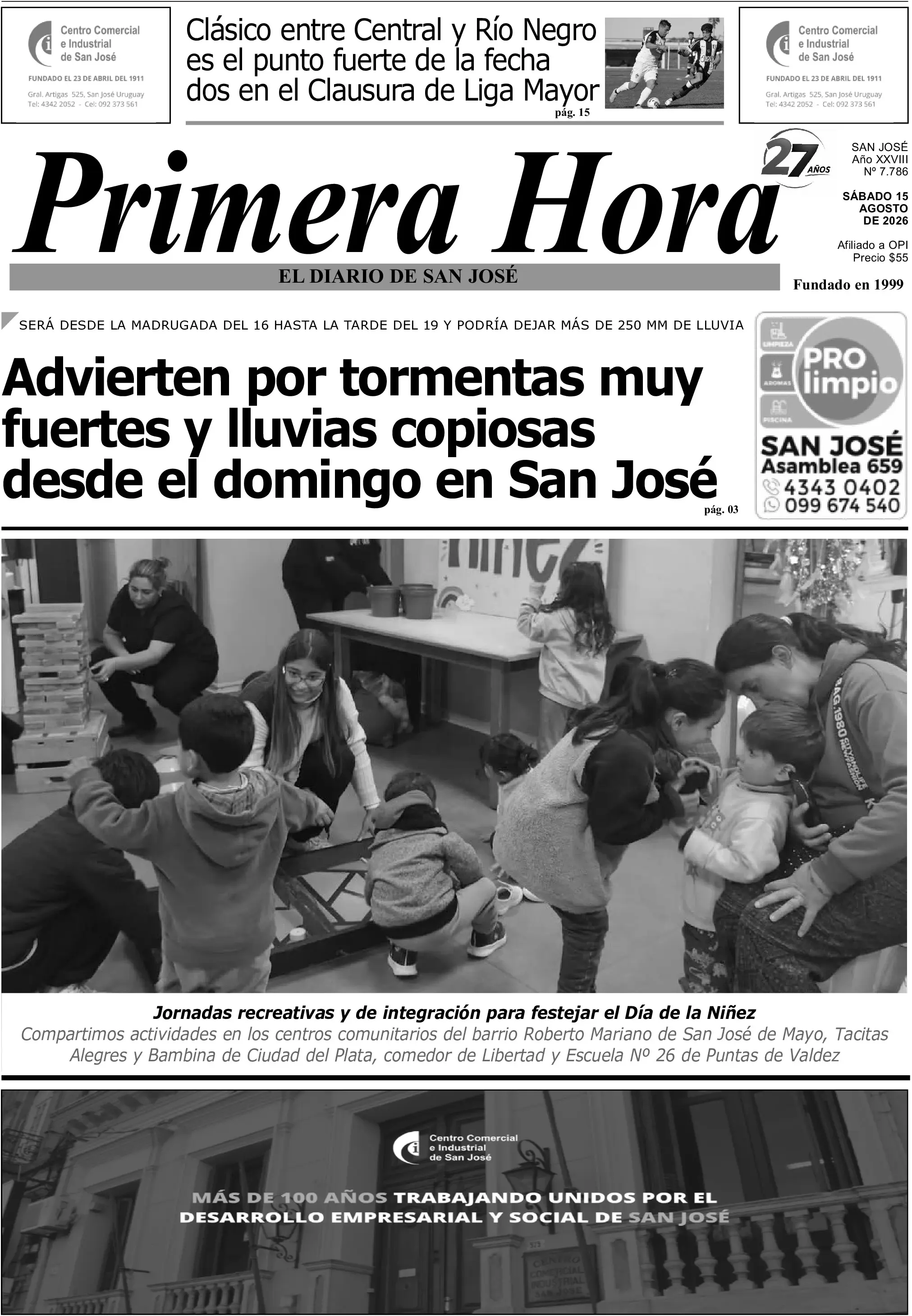 Portada del diario físico