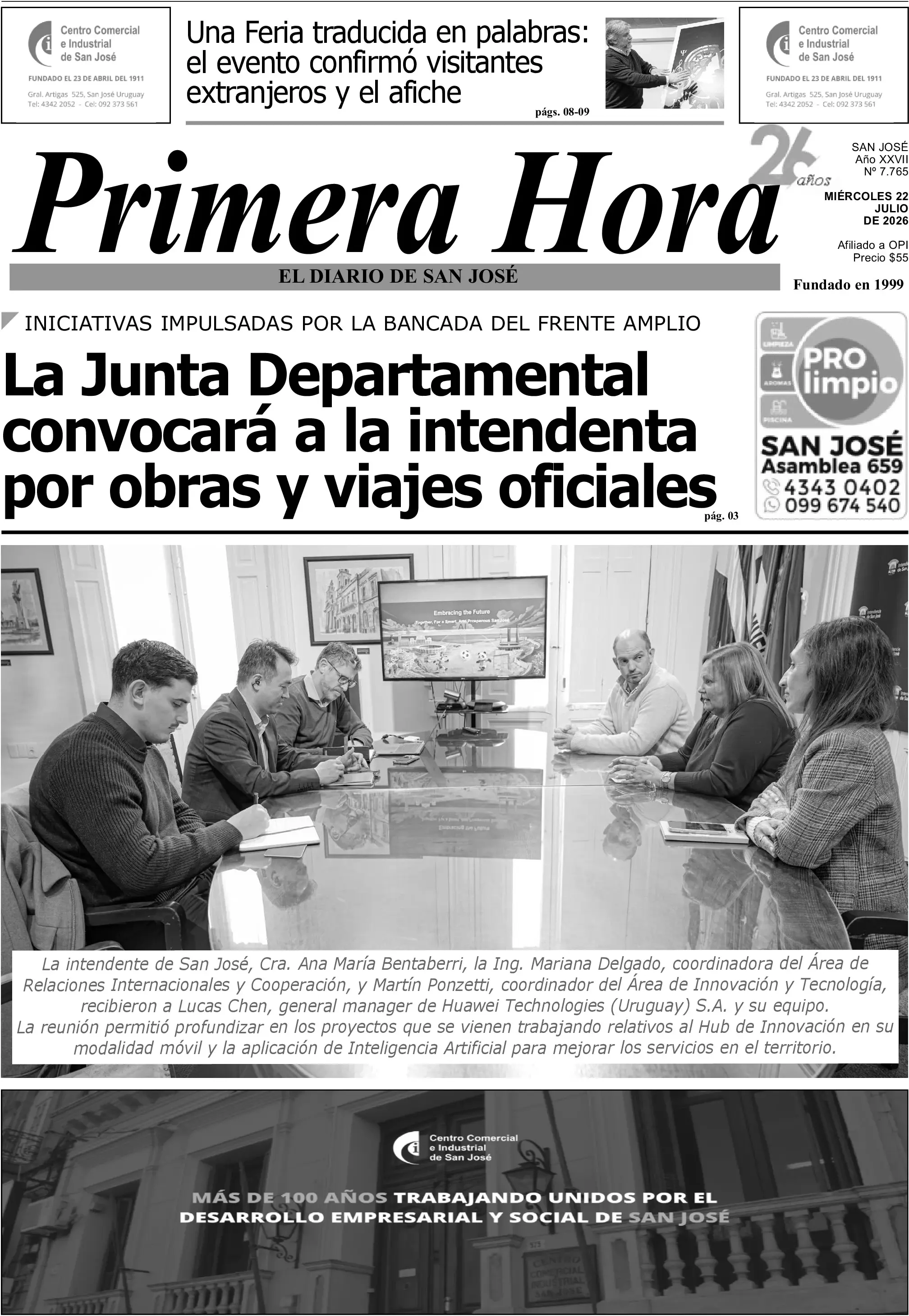 Portada del diario físico