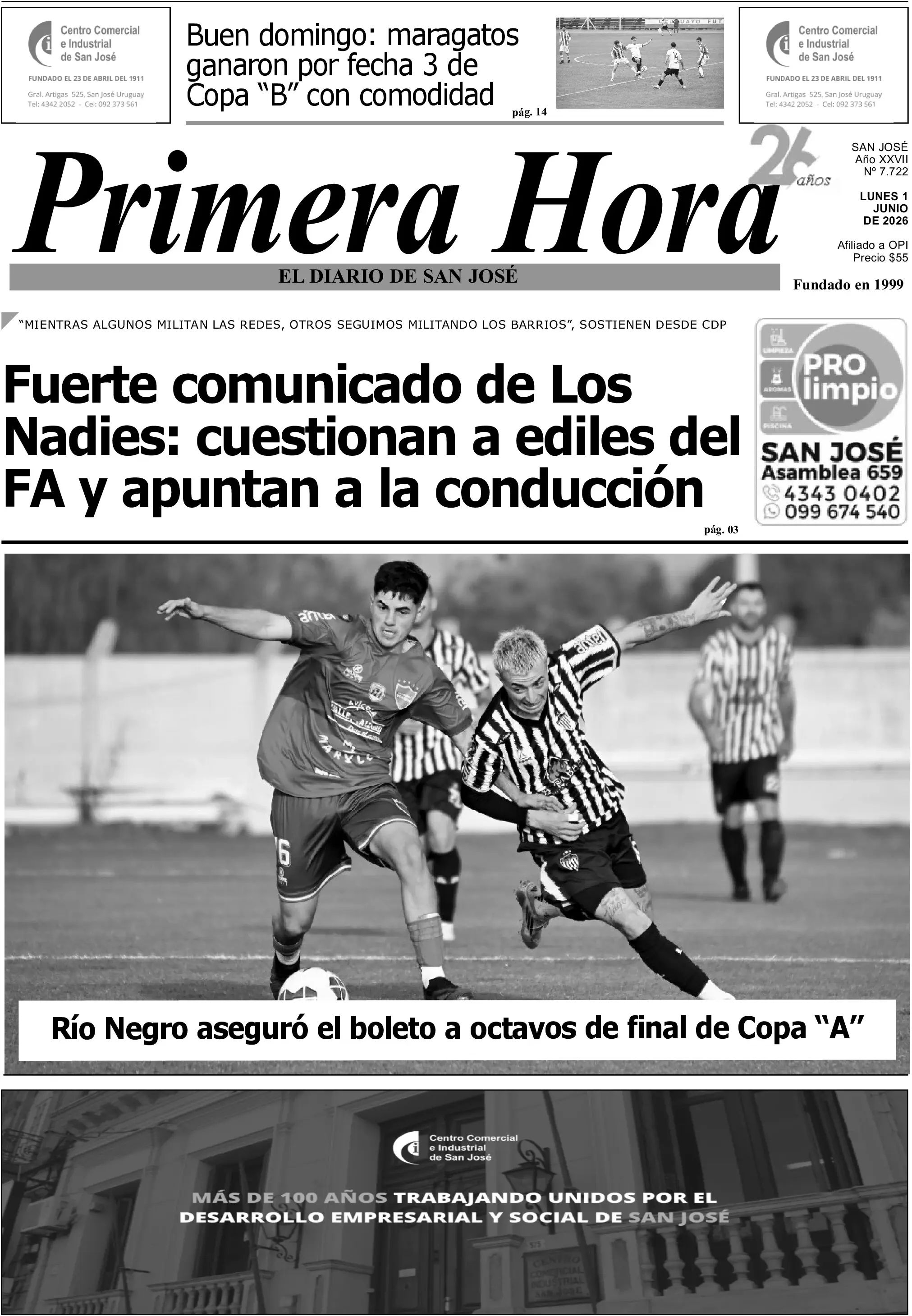 Portada del diario físico