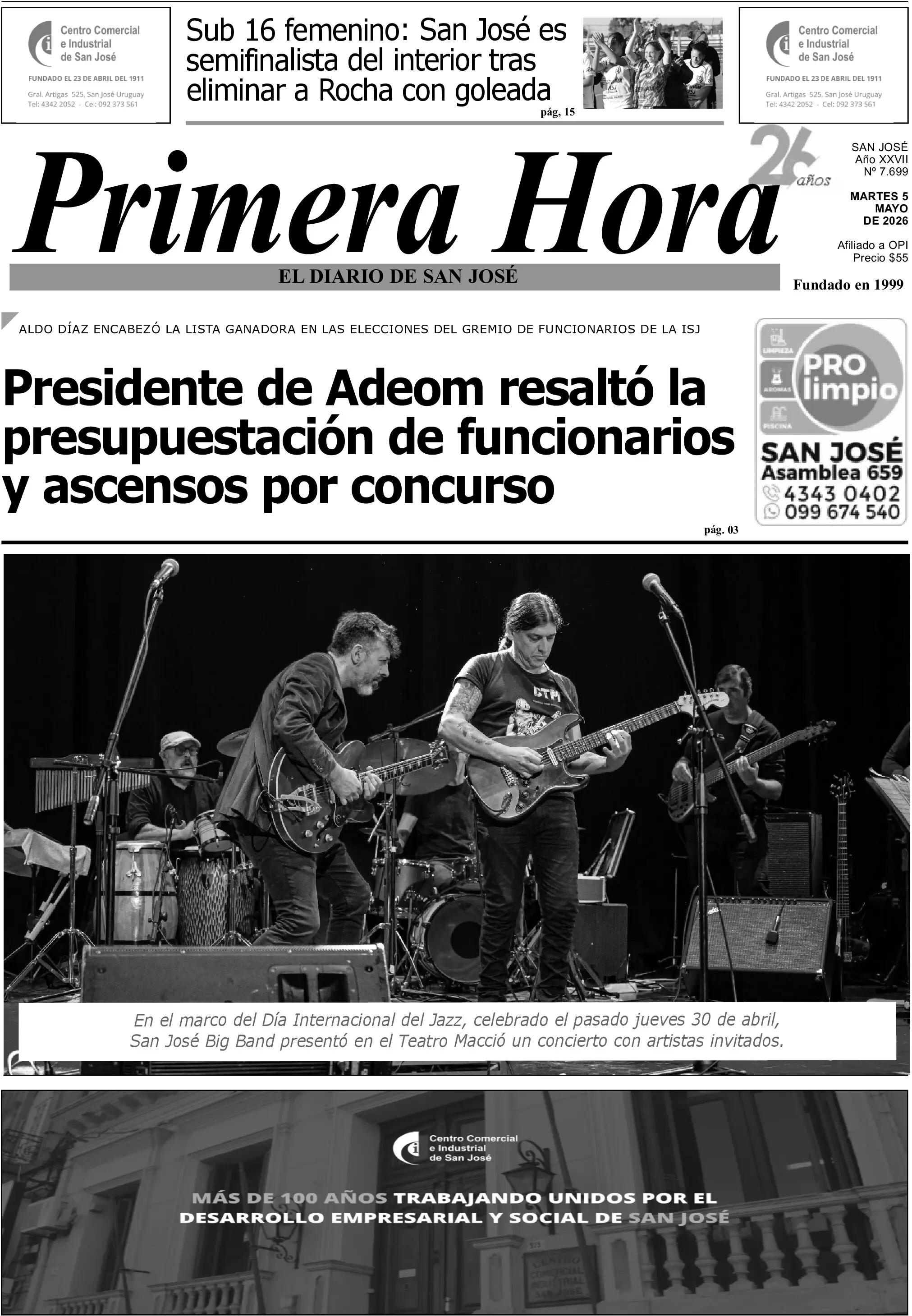 Portada del diario físico
