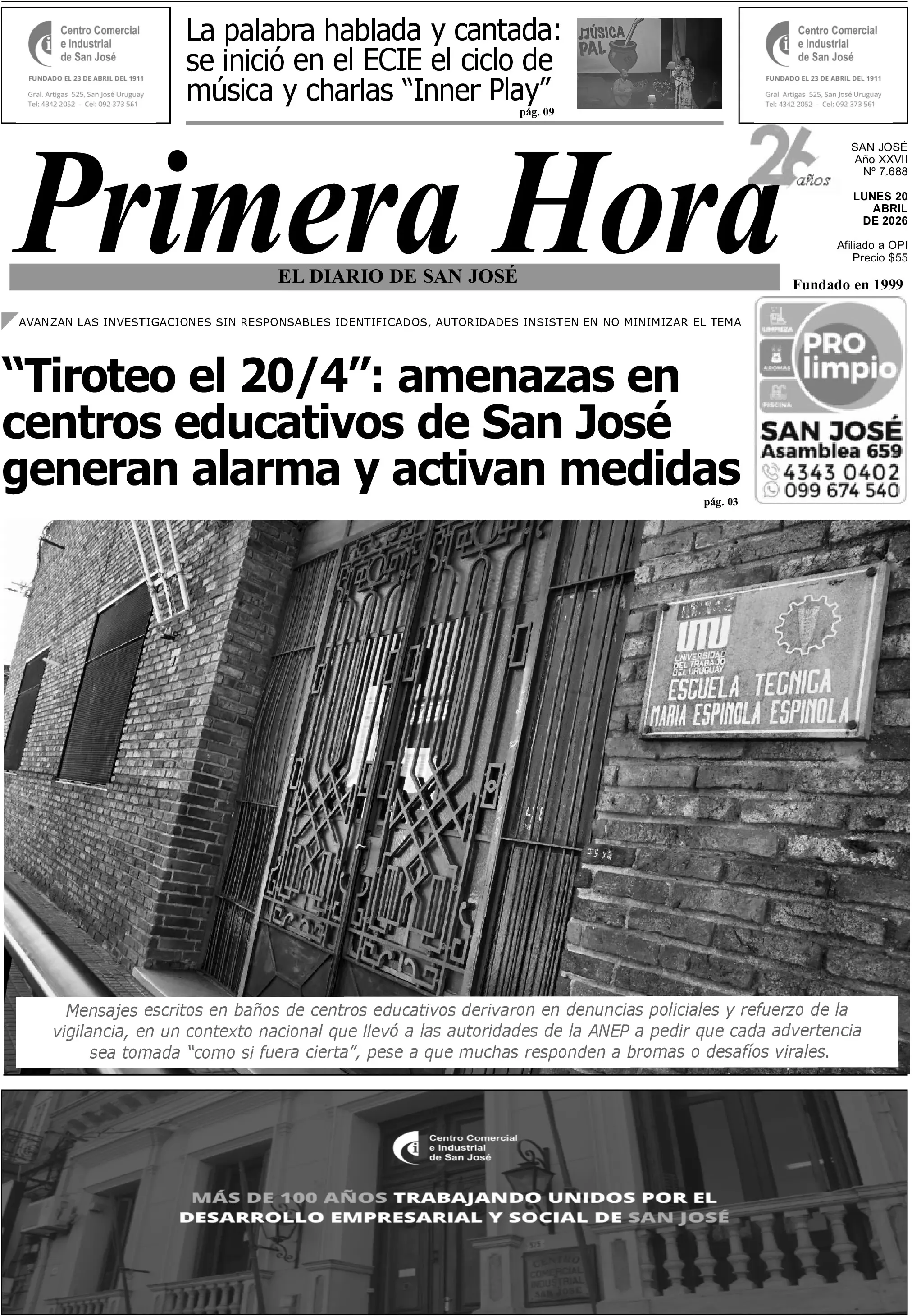 Portada del diario físico