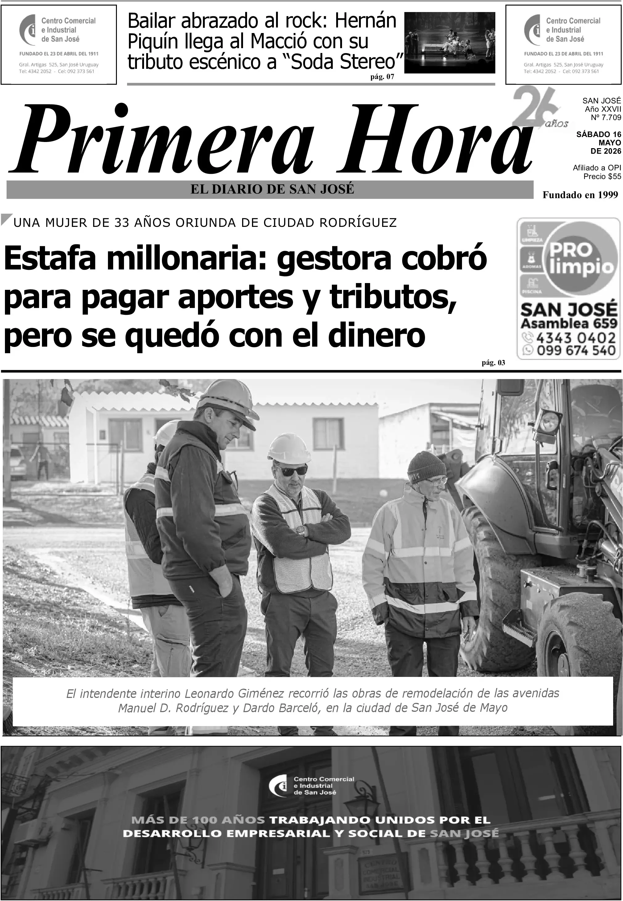 Portada del diario físico