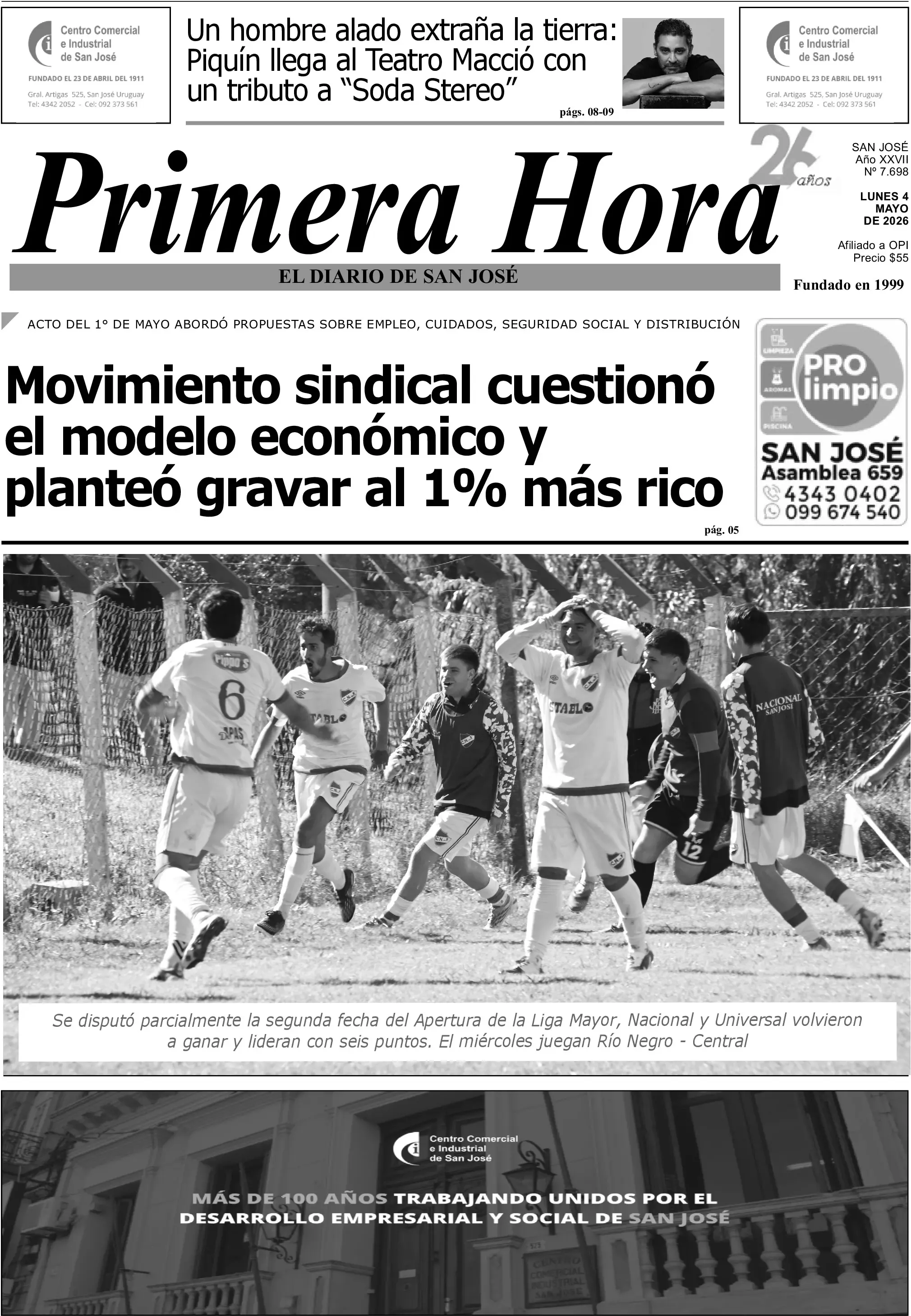 Portada del diario físico