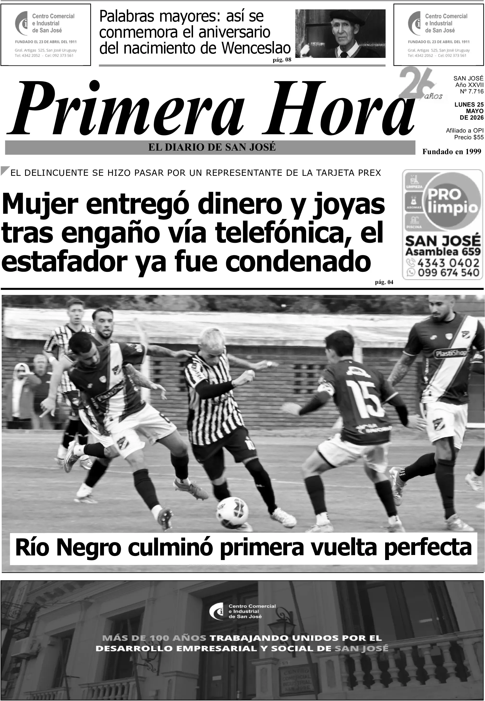 Portada del diario físico