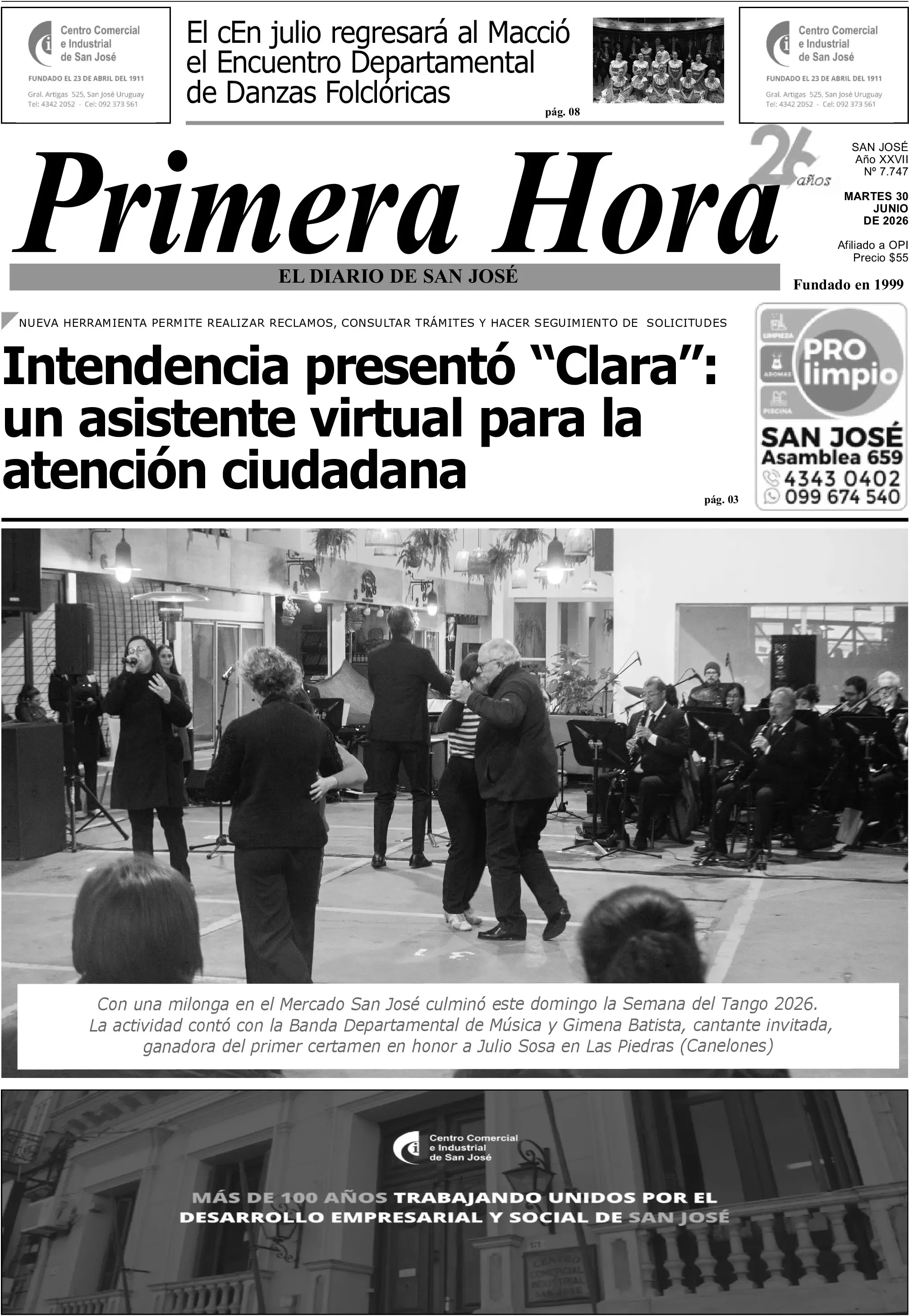 Portada del diario físico