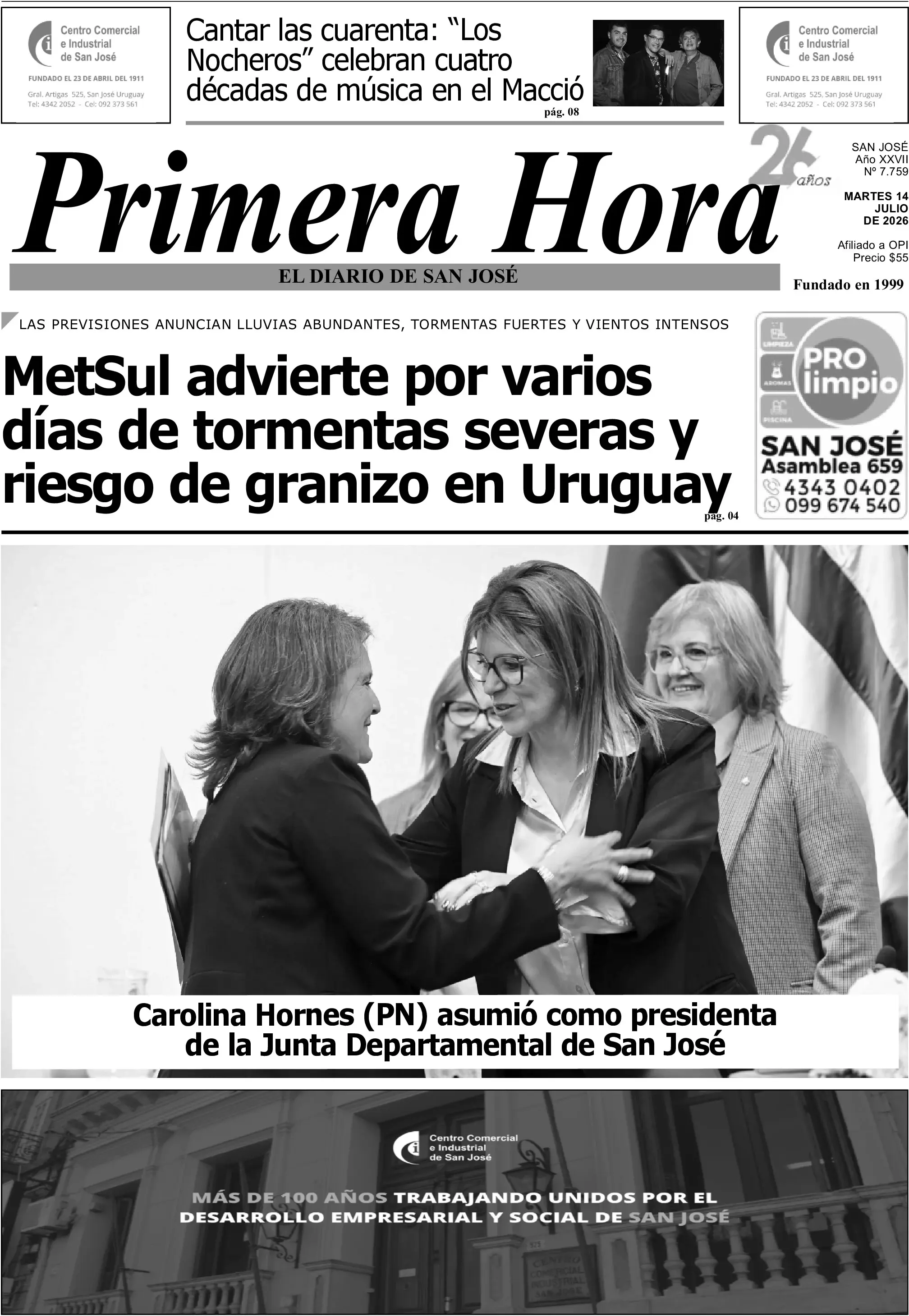 Portada del diario físico