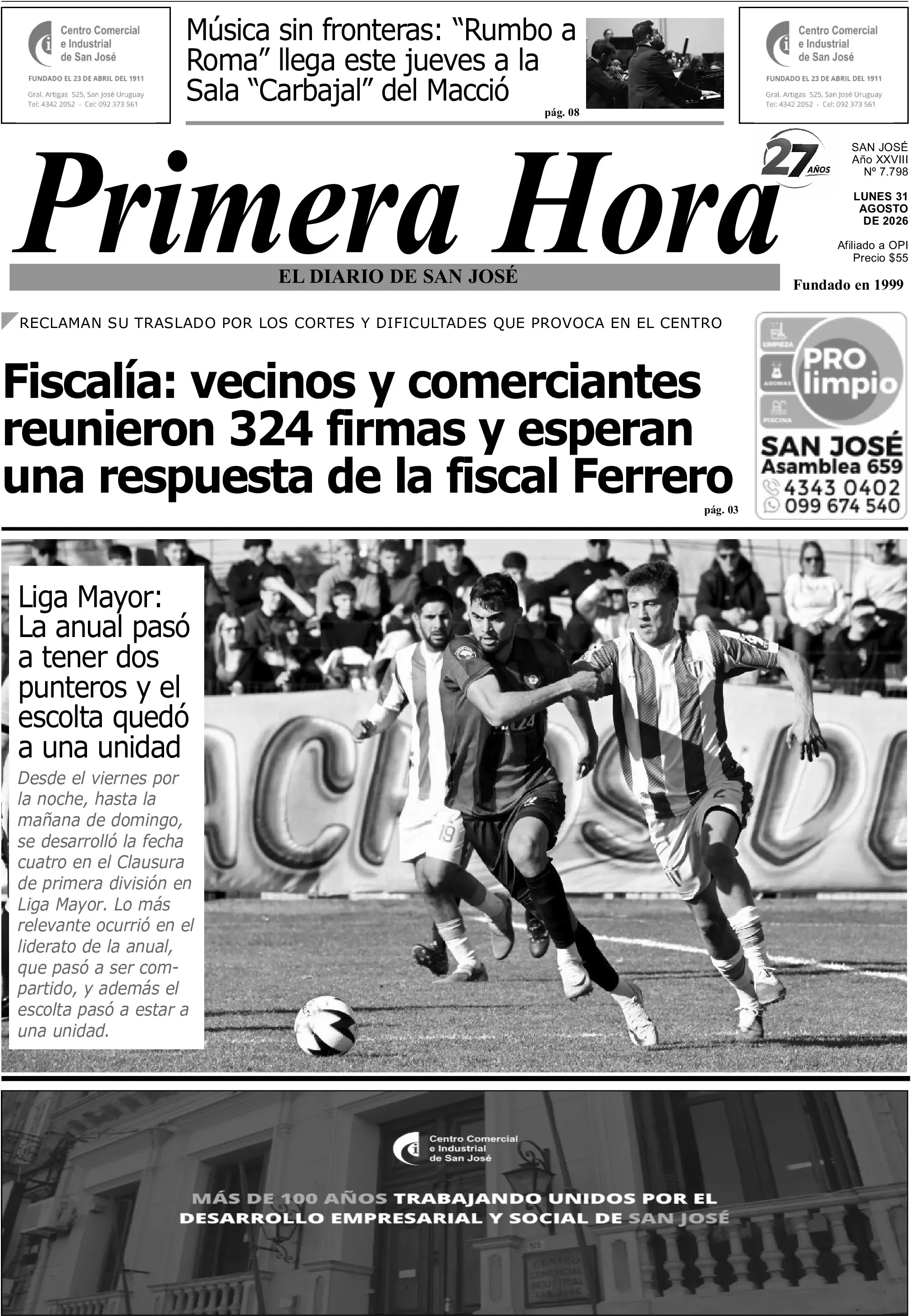 Portada del diario físico