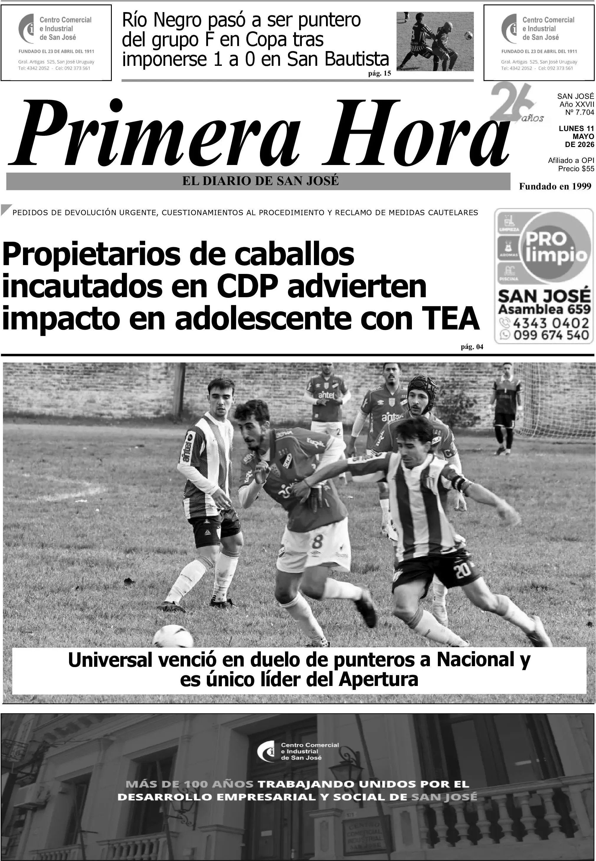 Portada del diario físico