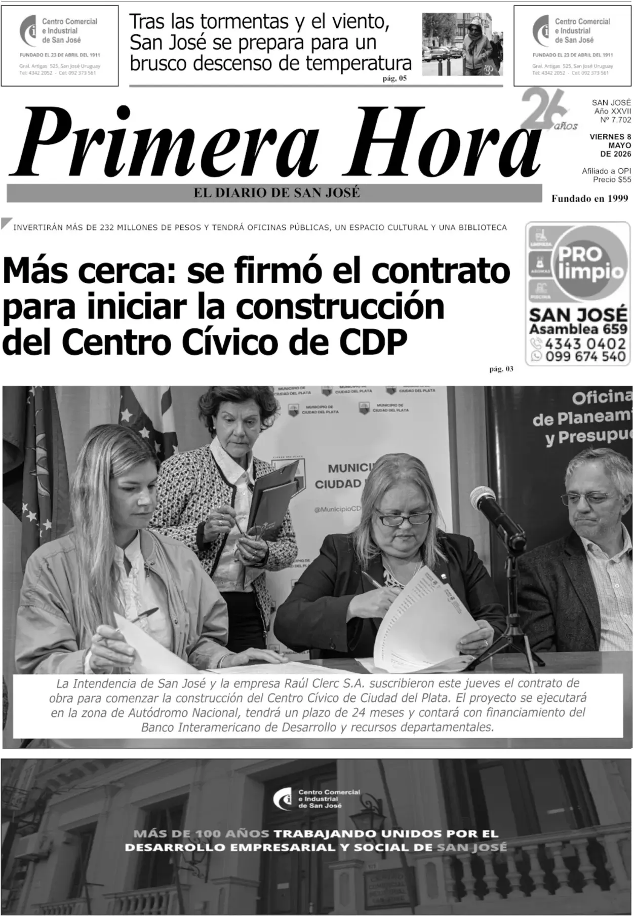Portada del diario físico
