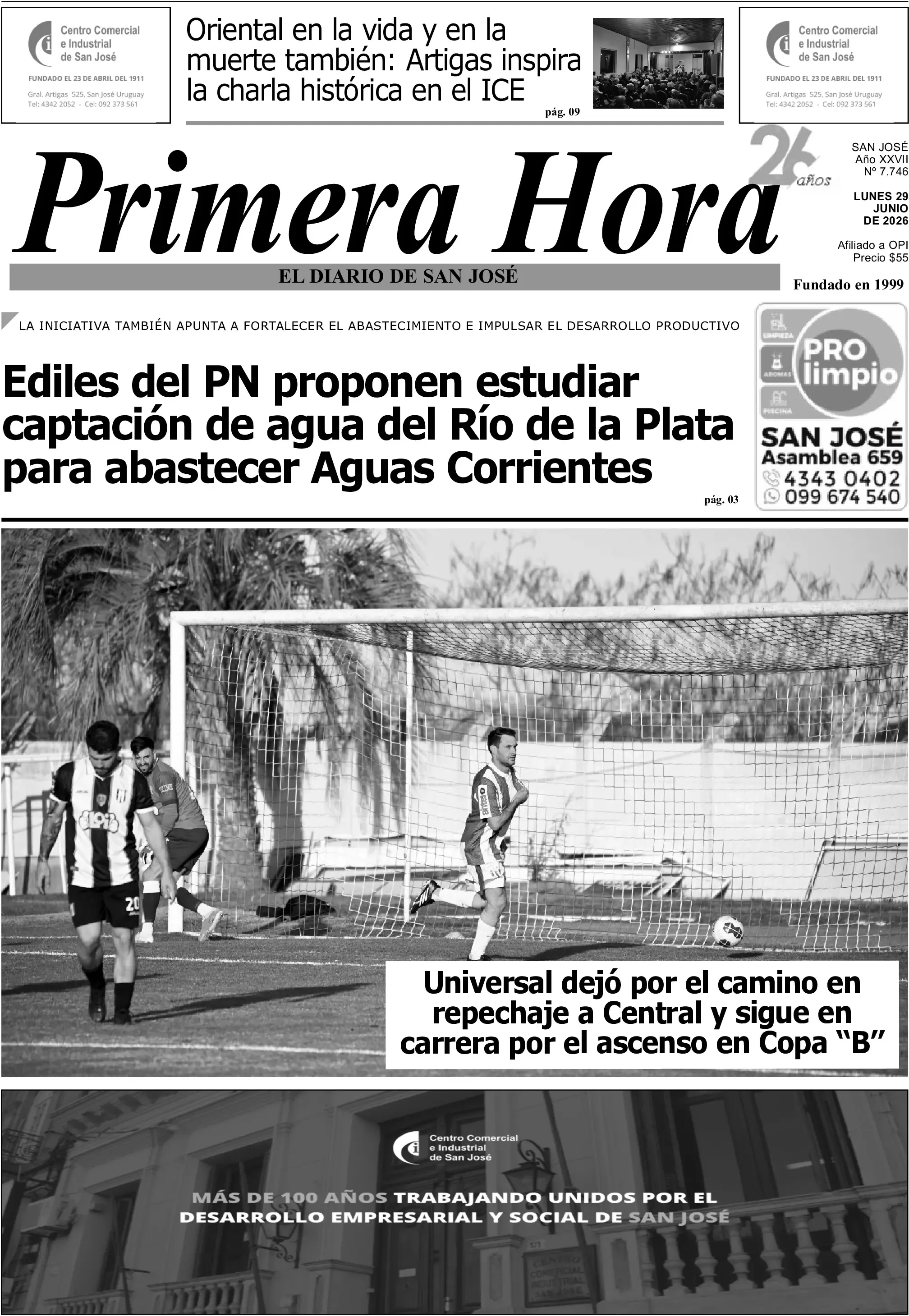 Portada del diario físico