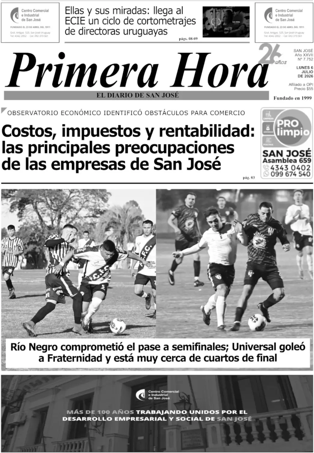 Portada del diario físico
