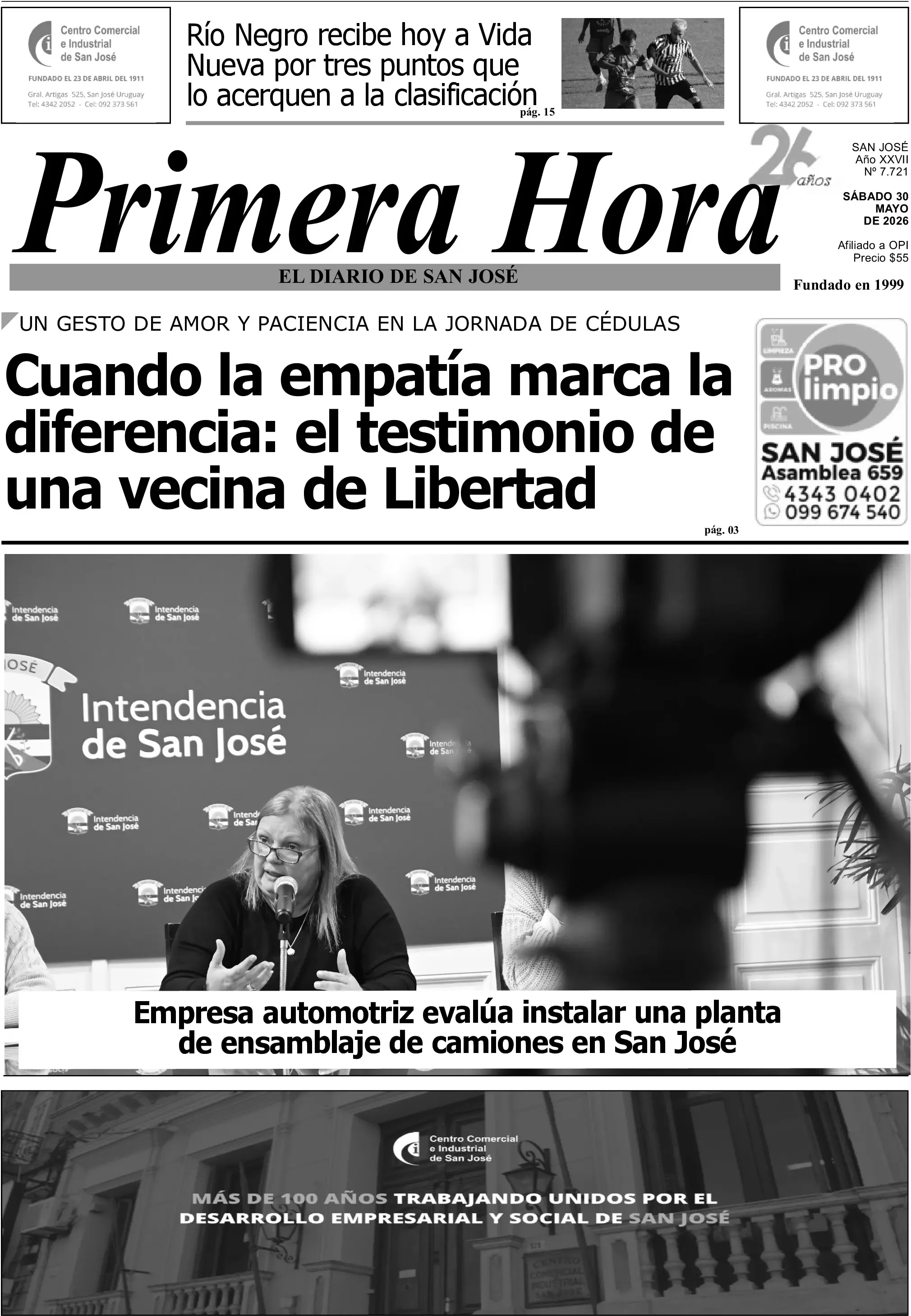 Portada del diario físico