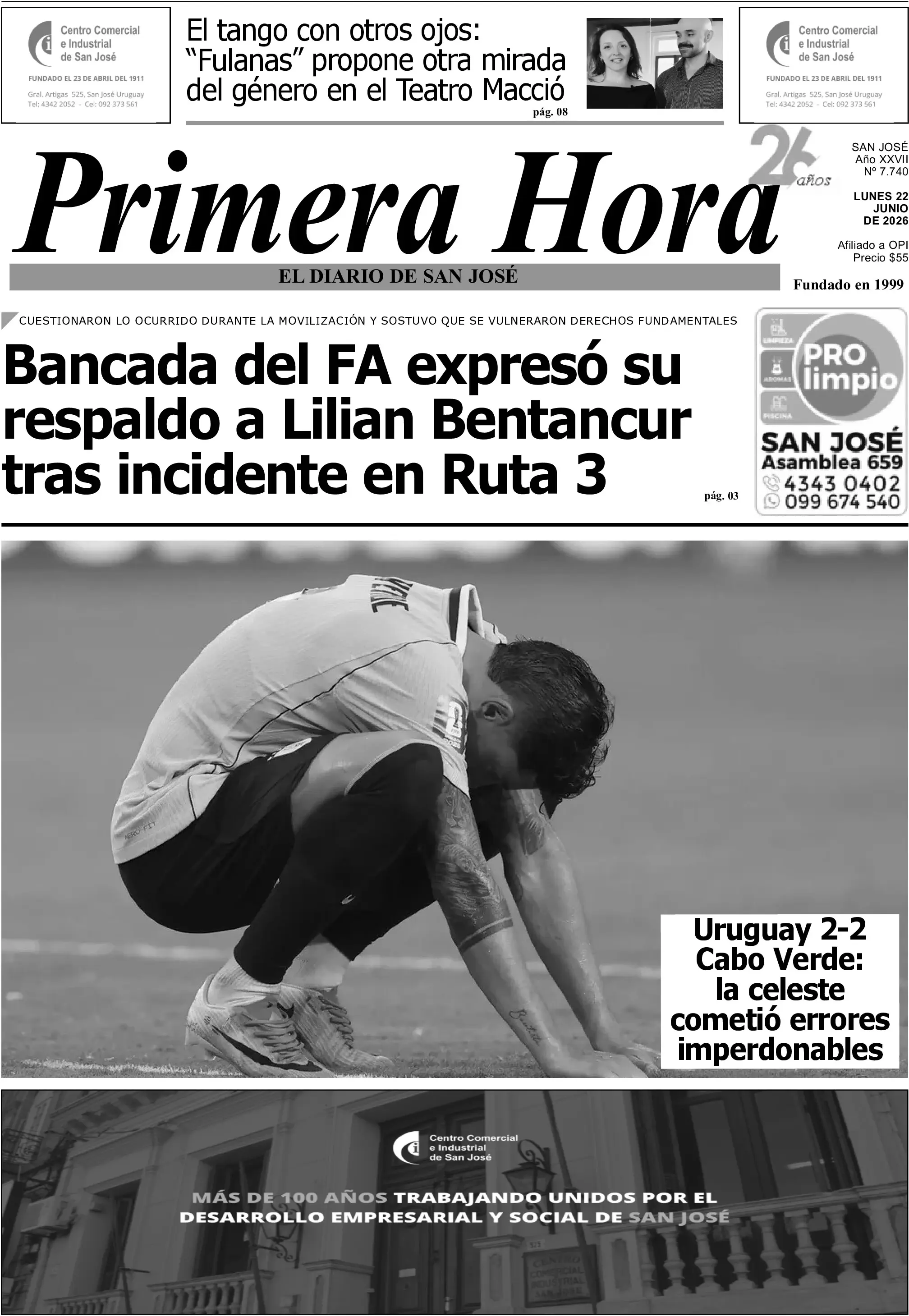 Portada del diario físico