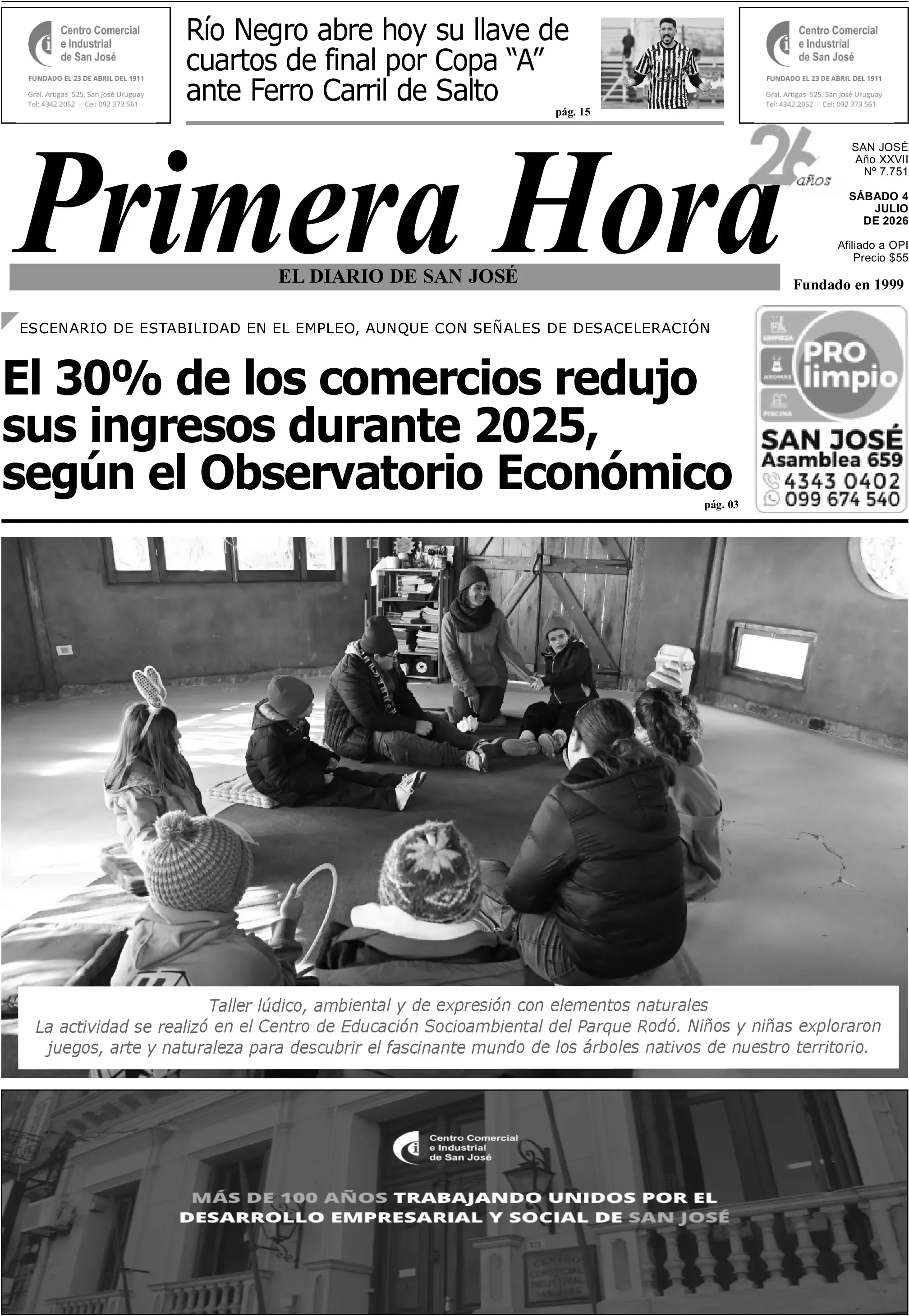 Portada del diario físico