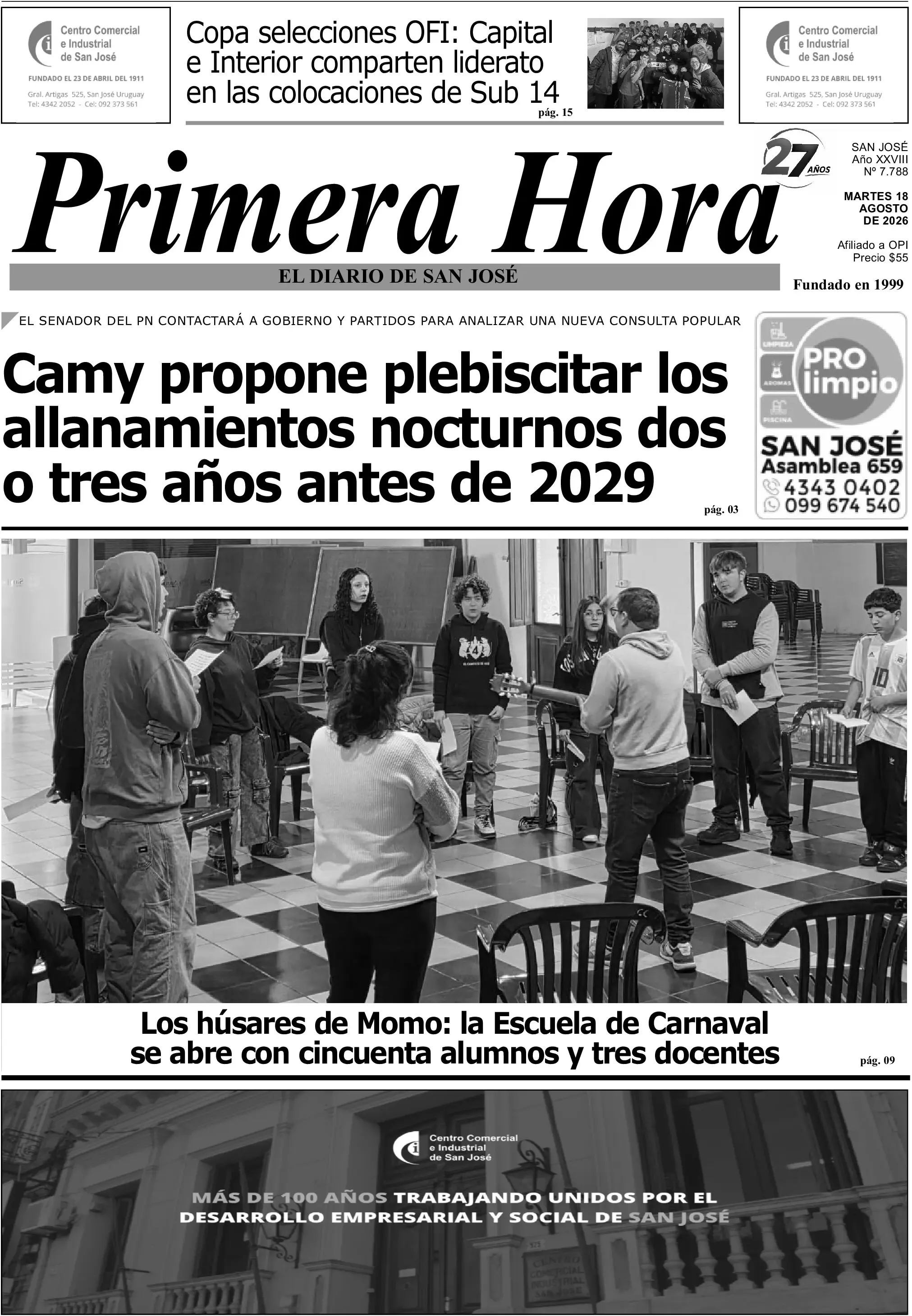 Portada del diario físico