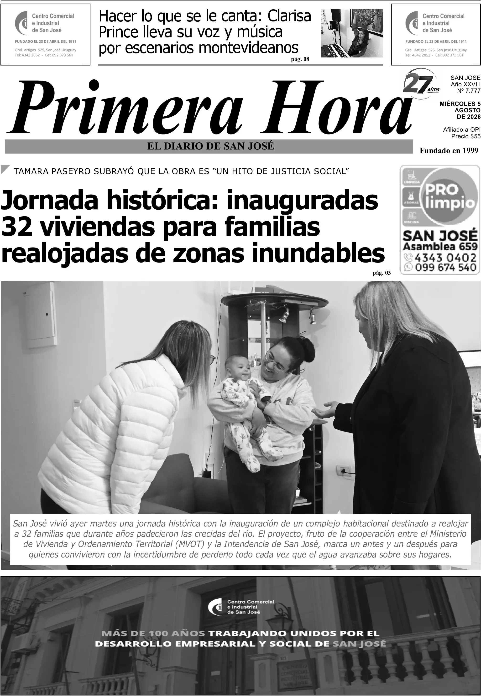 Portada del diario físico