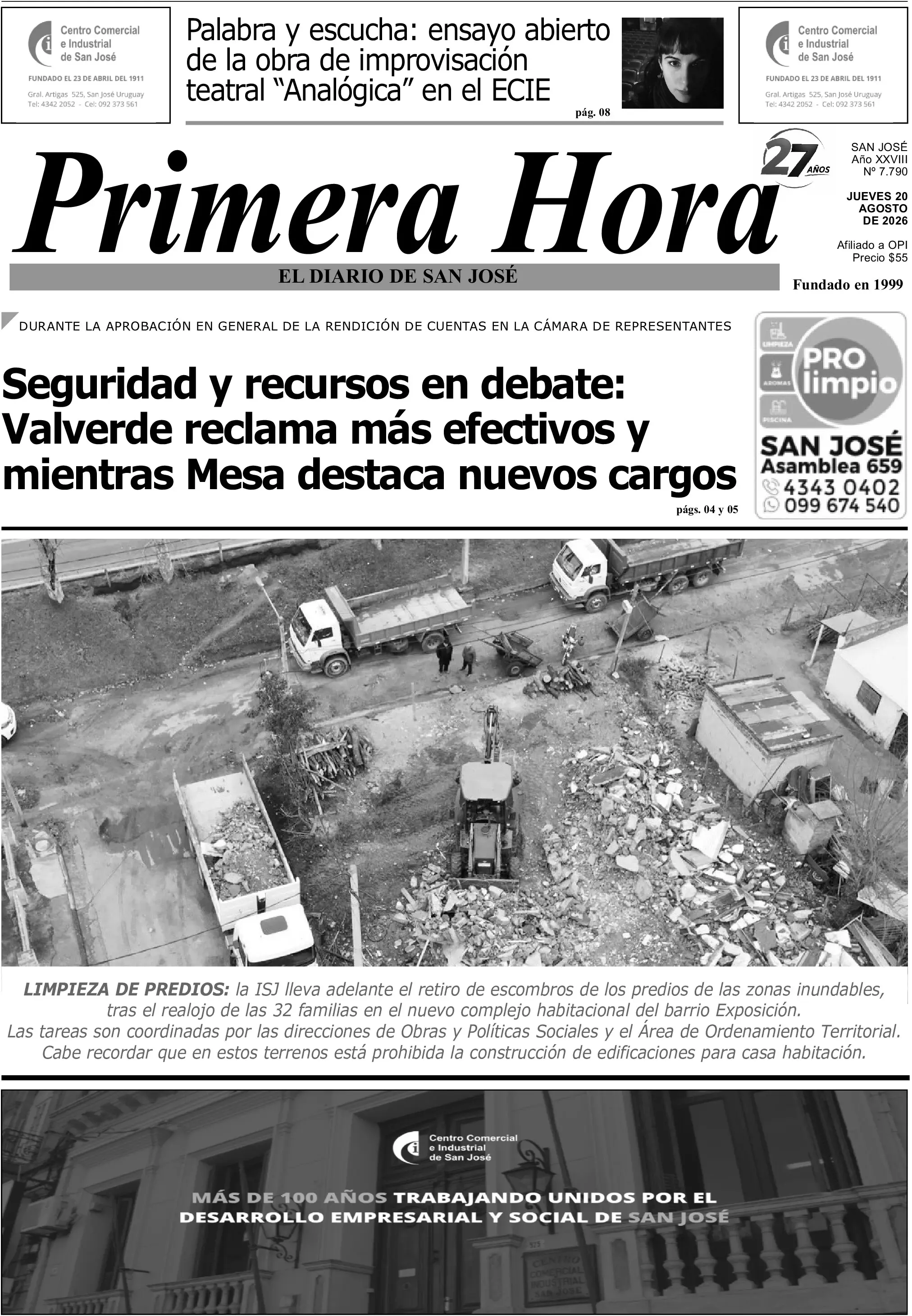 Portada del diario físico