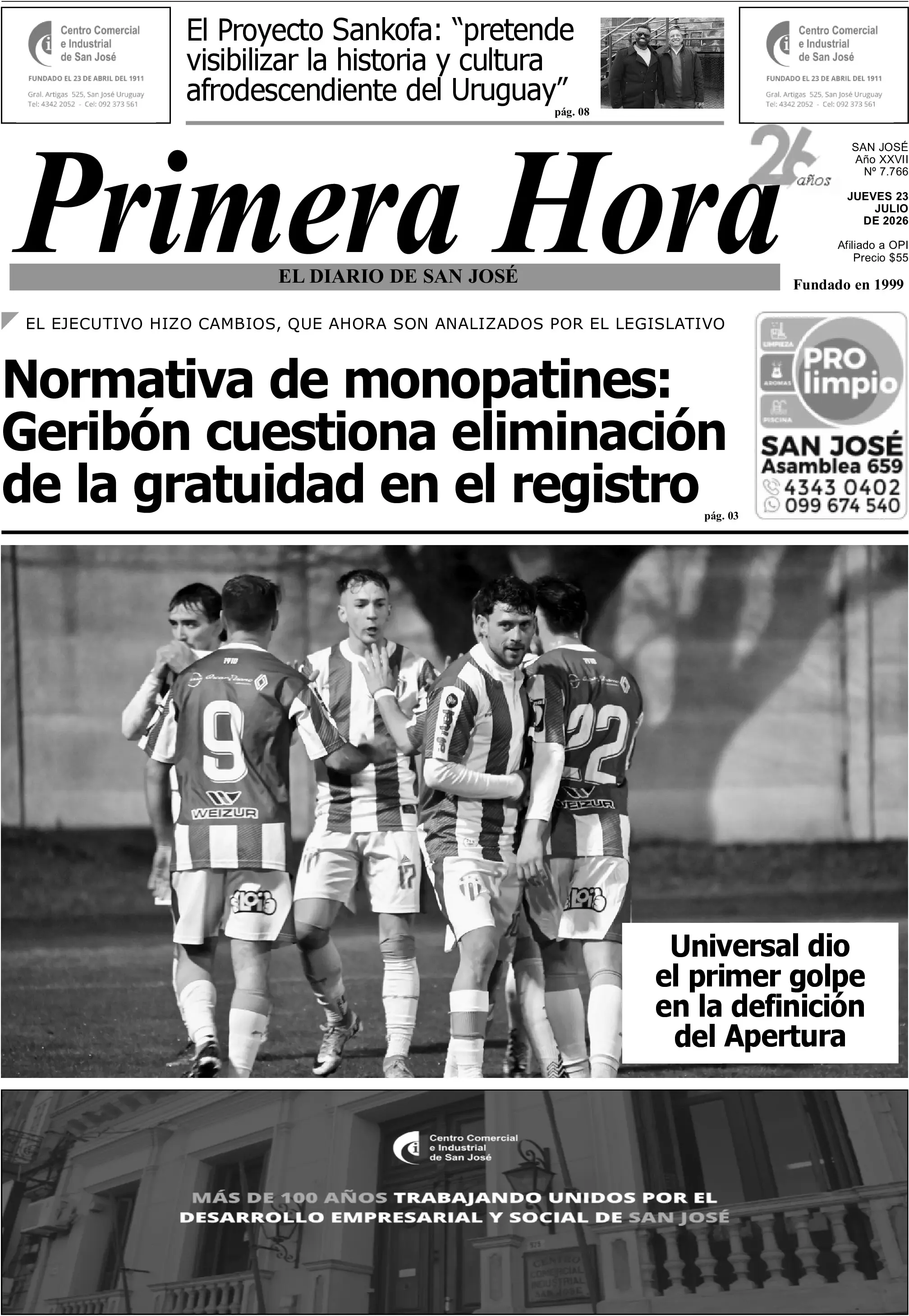 Portada del diario físico