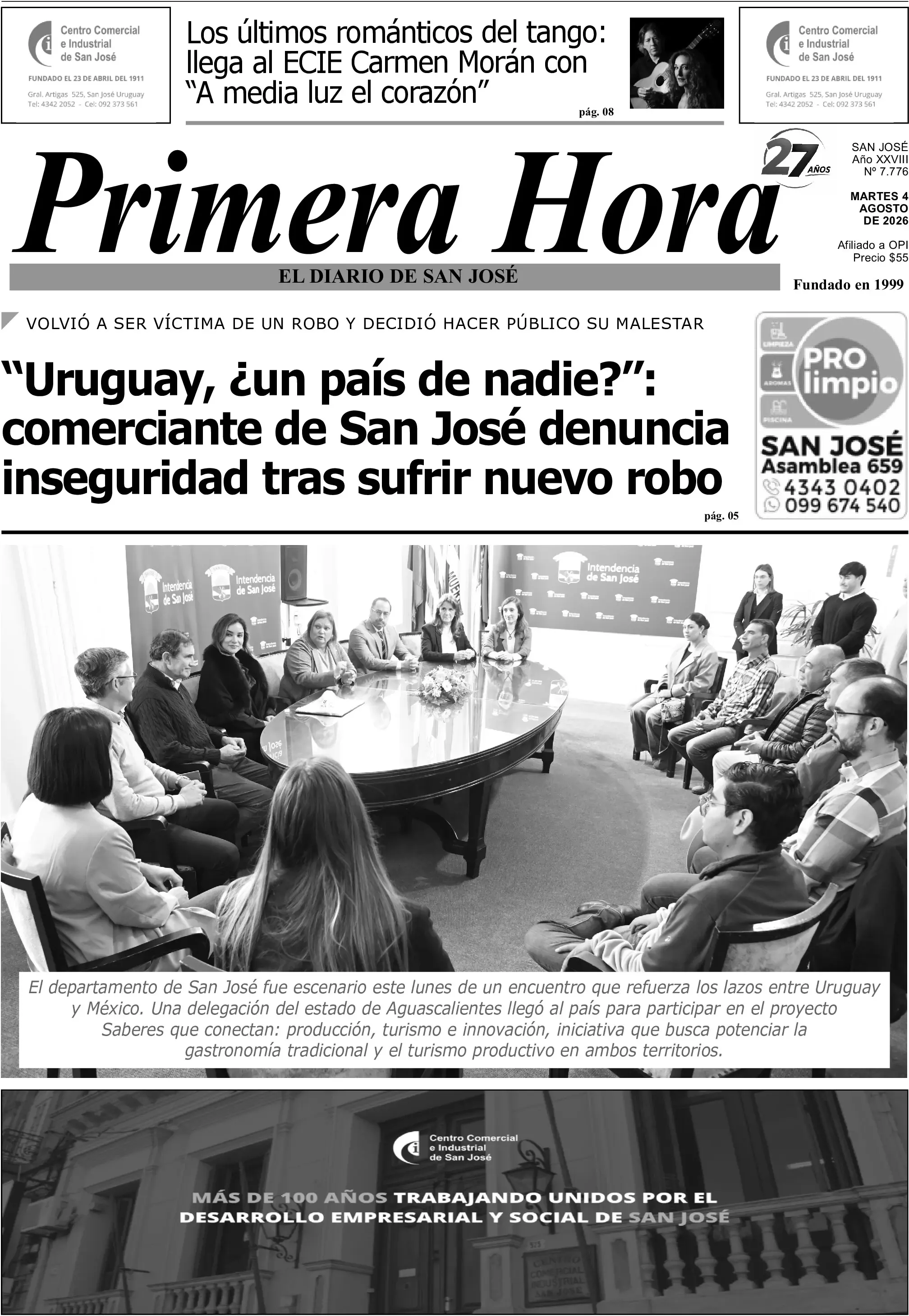 Portada del diario físico