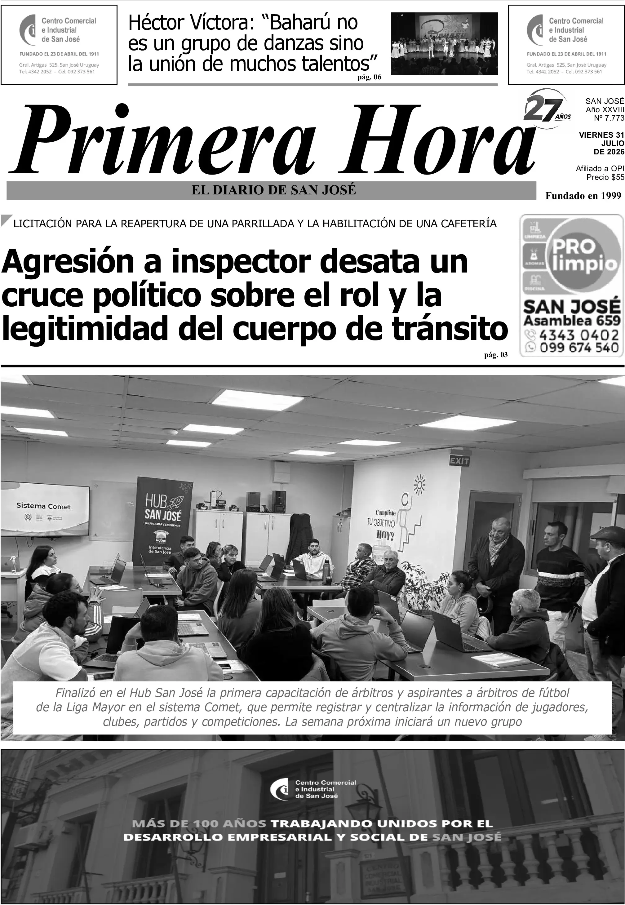 Portada del diario físico