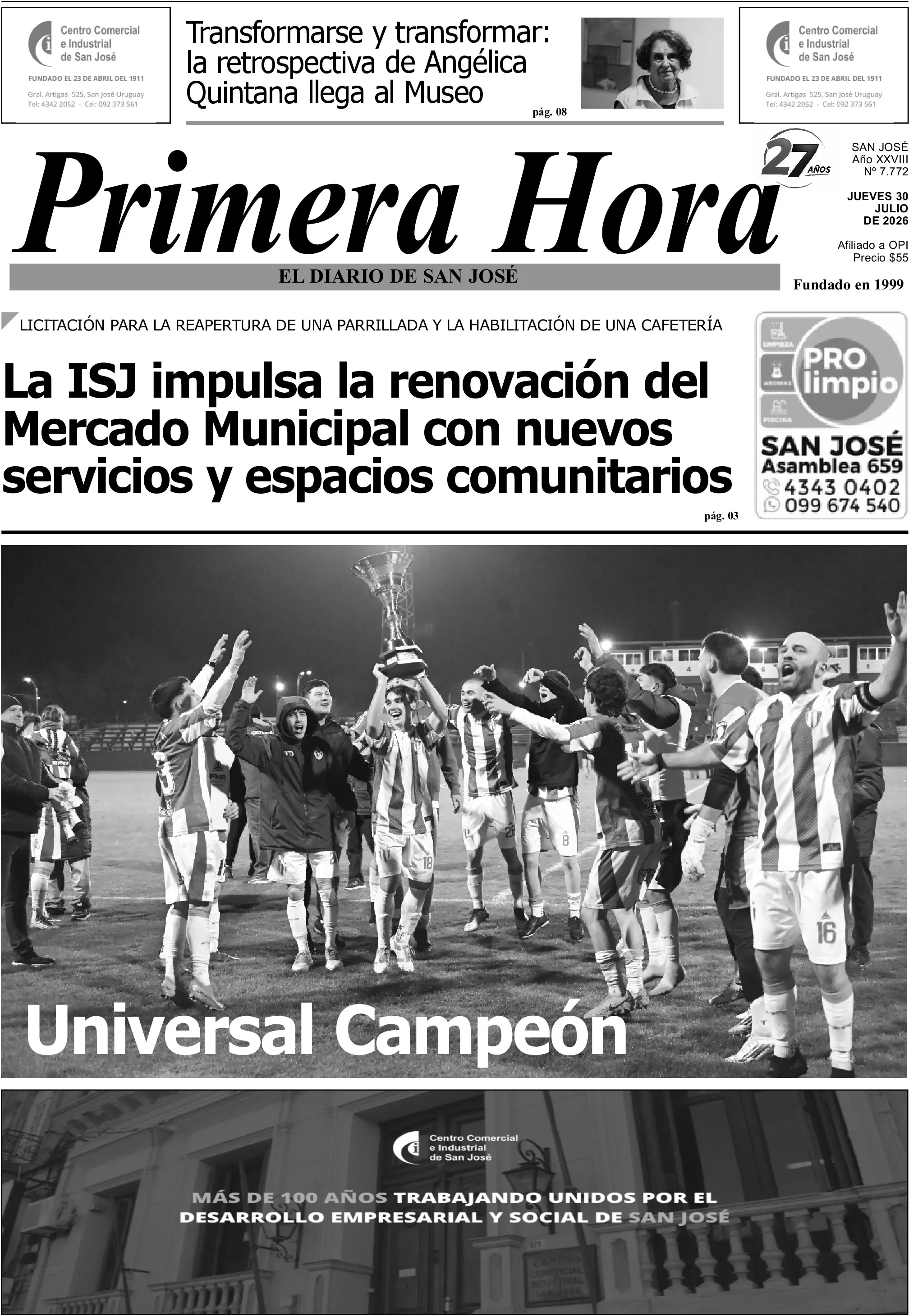 Portada del diario físico