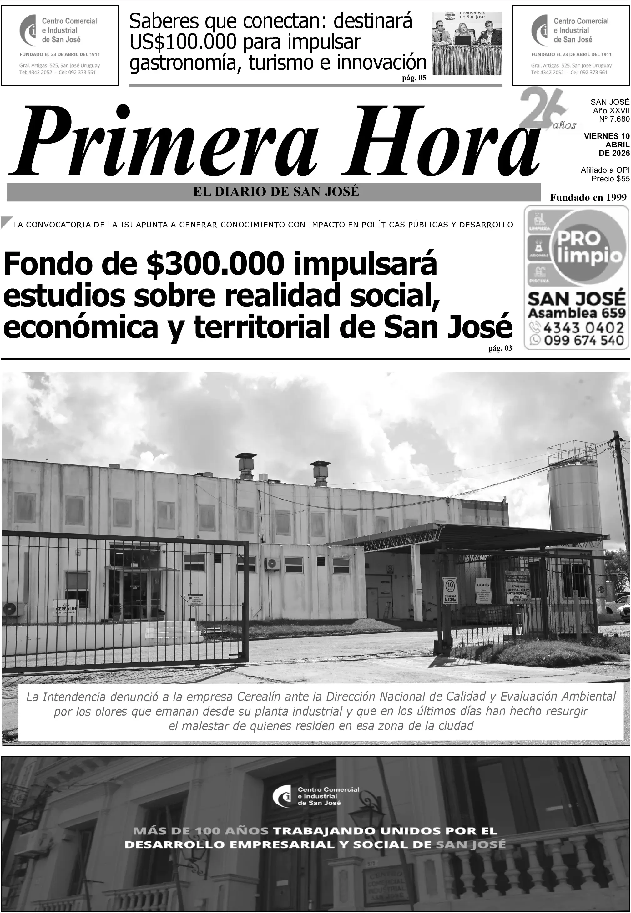 Portada del diario físico