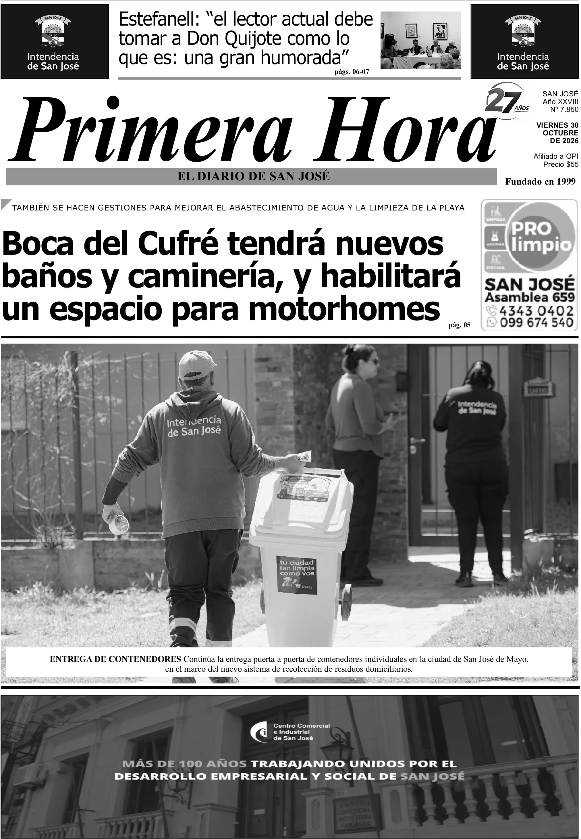 Portada del diario físico